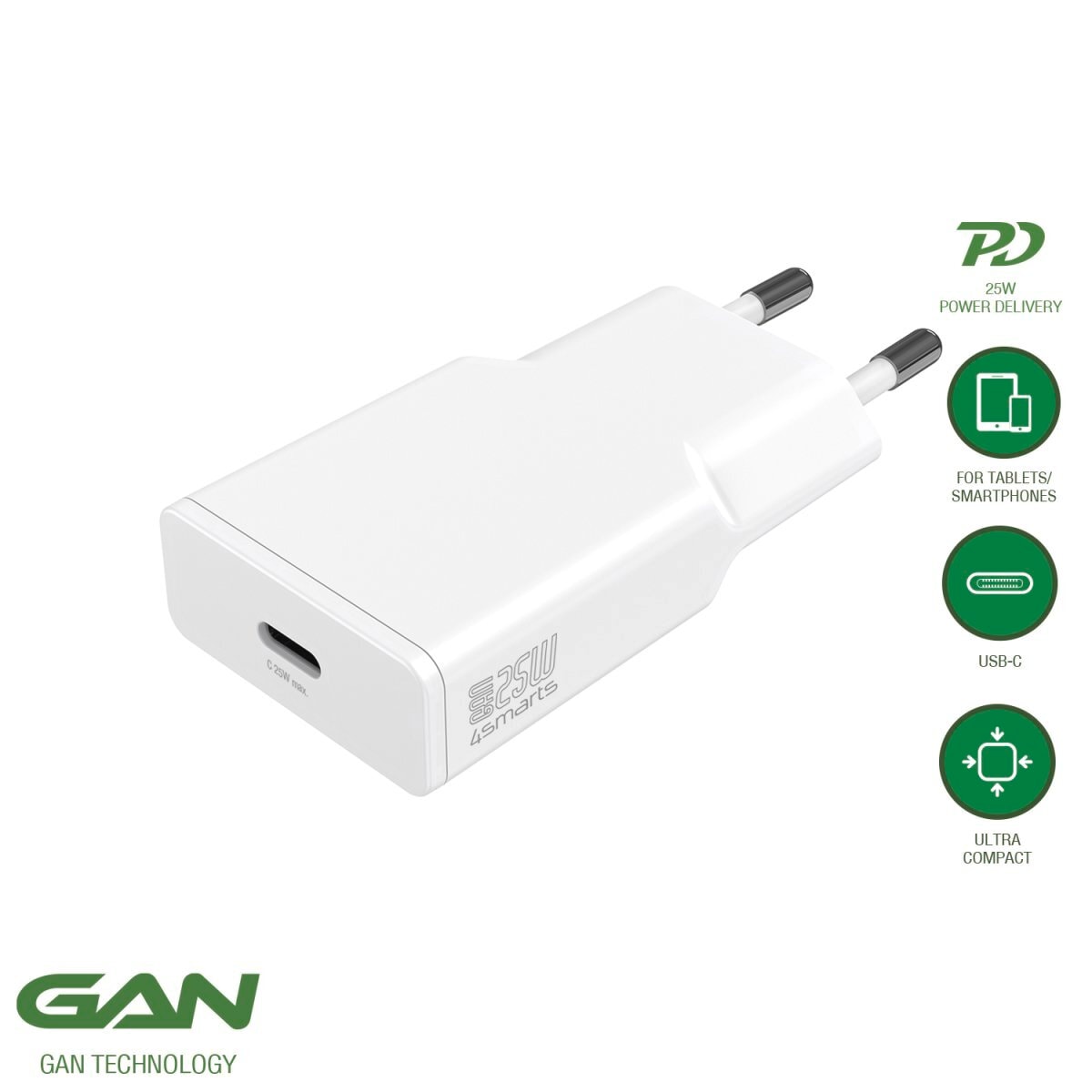 4smarts Schnelllade-Gerät »PDPlug Slim 25W GaN 1x USB-C«