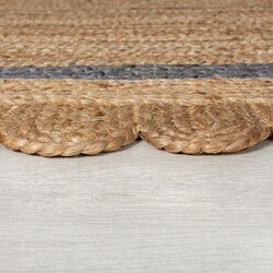 Teppich FLAIR RUGS "Grace aus Jute mit Muschelrandsaum", beige (natur, grau), B:120cm H:7mm L:170cm, Jute, Teppiche, Teppich, aus 100% Jute, fußbodenheizungsgeeignet, mit Bordüre 3