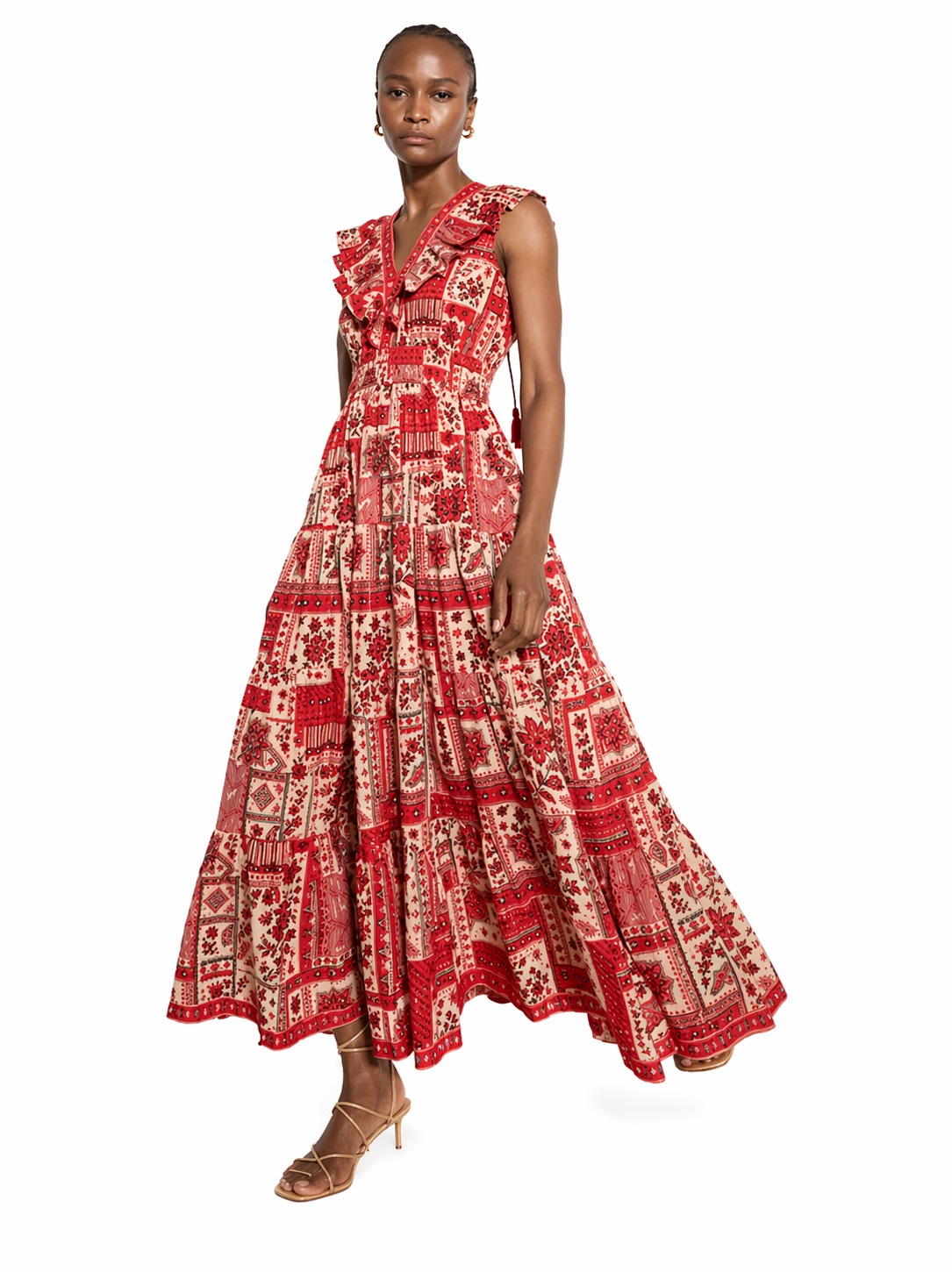 Apricot Partykleid »Maxikleid« mit Schalsprint und Stufen
