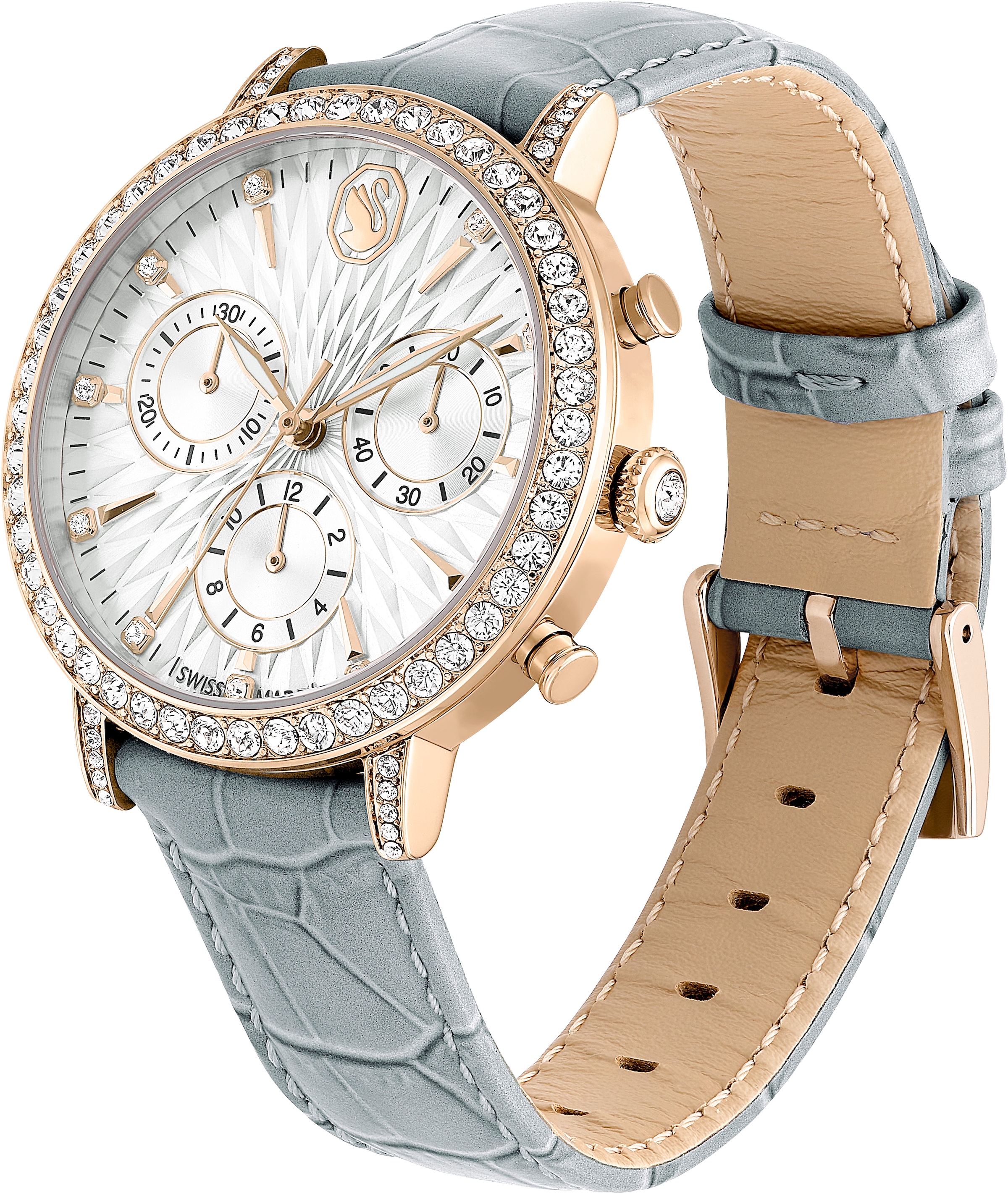Swarovski Chronograph »MATRIX CHRONO«, Quarzuhr, Armbanduhr, Damenuhr, Swiss Made, Lederarmband, analog