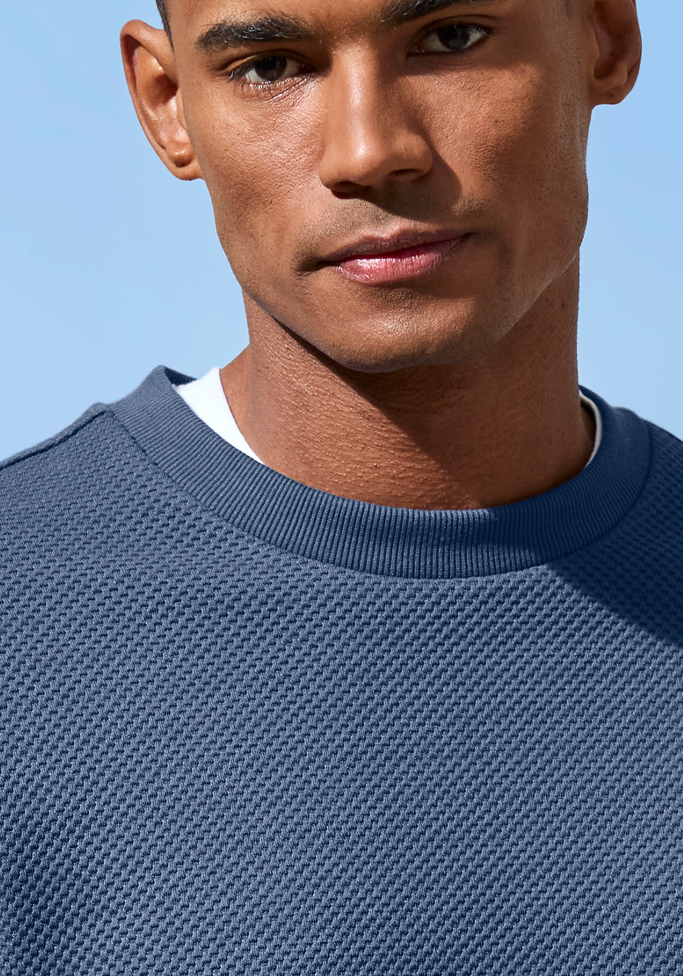 Sweatshirt JOHN DEVIN, Herren, Gr. 3XL (64/66), blau, Obermaterial: 83% Baumwolle, 16% Polyester, 1% Elasthan, unifarben, regular fit, Rundhals, angesetztes Bündchen, Sweatshirts Sweatshirt, Pullover aus Struktur-Qualität 3