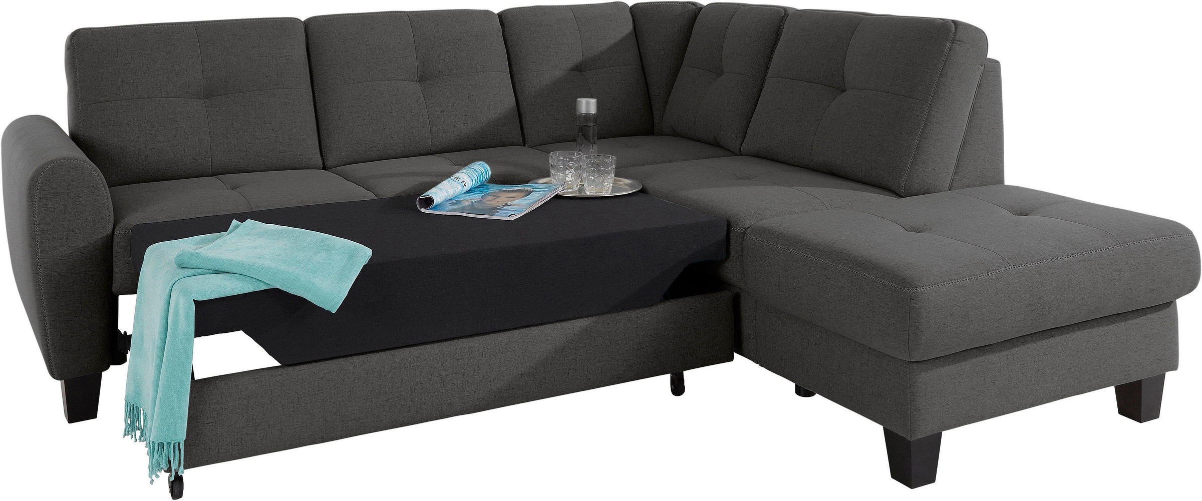 sit&more Ecksofa »Varese L-Form«, mit Federkern, wahlweise mit Bettfunktion und Stauraum