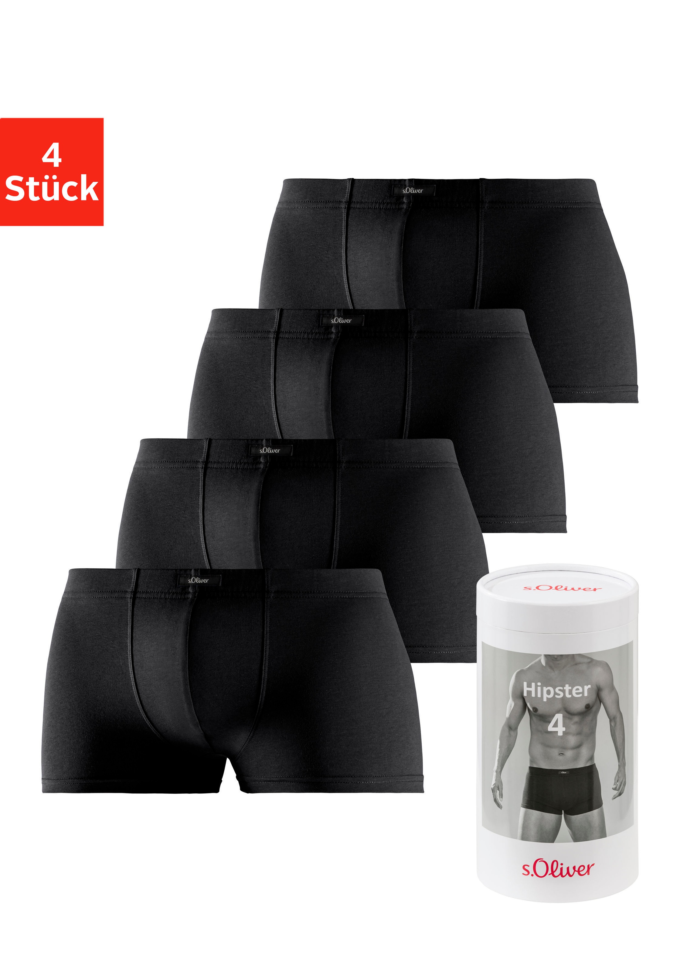 s.Oliver Hipster Dose, 4 Stk. tlg., knapp sitzende Boxershorts aus Baumwoll günstig online kaufen