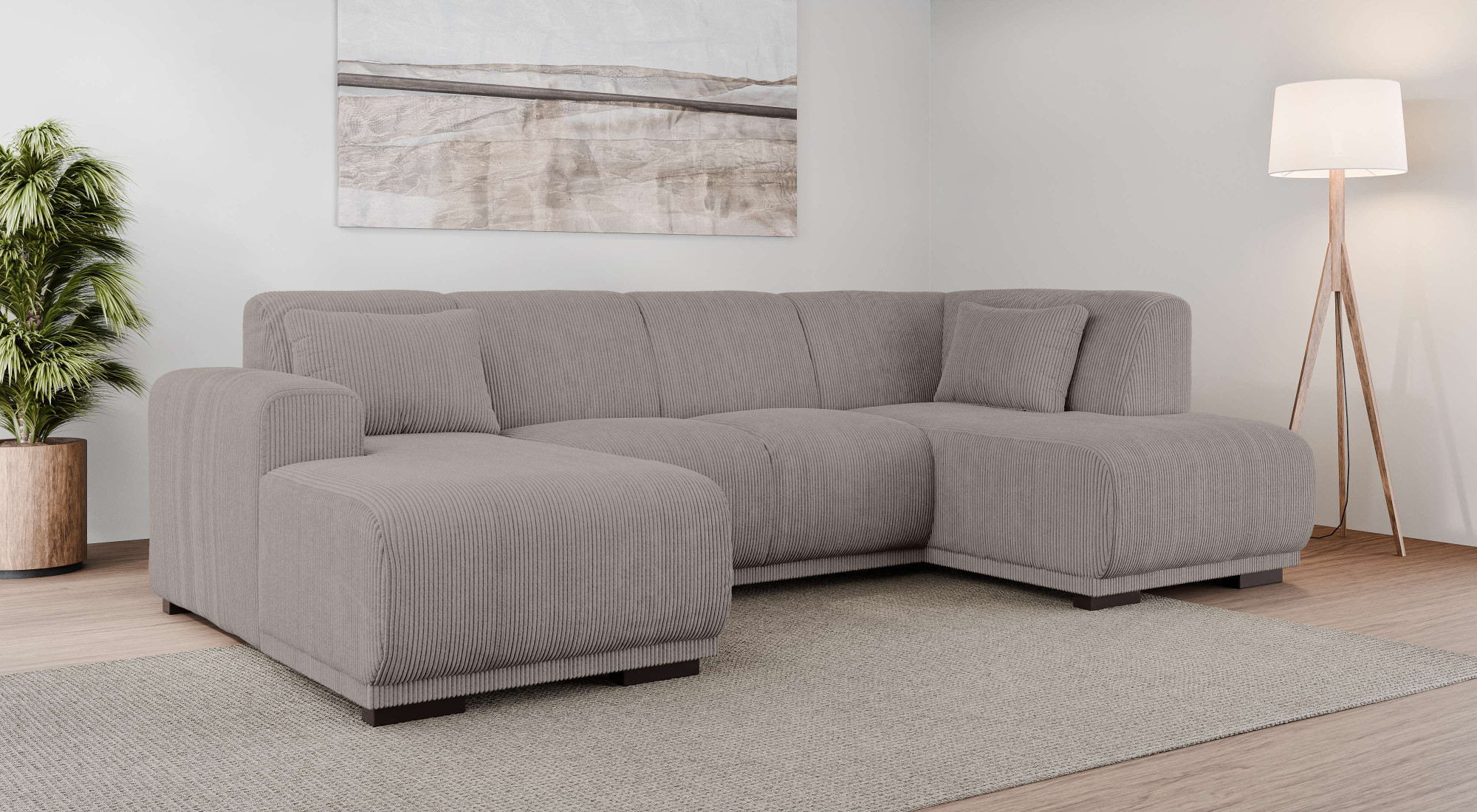 OTTO home Wohnlandschaft "BORNHOLM U-Form mit Recamiere rechts/links, B/T/H: 300/162/85 cm" U-Form mit Wellenunterfederung, Recamiere rechts oder links bestellbar