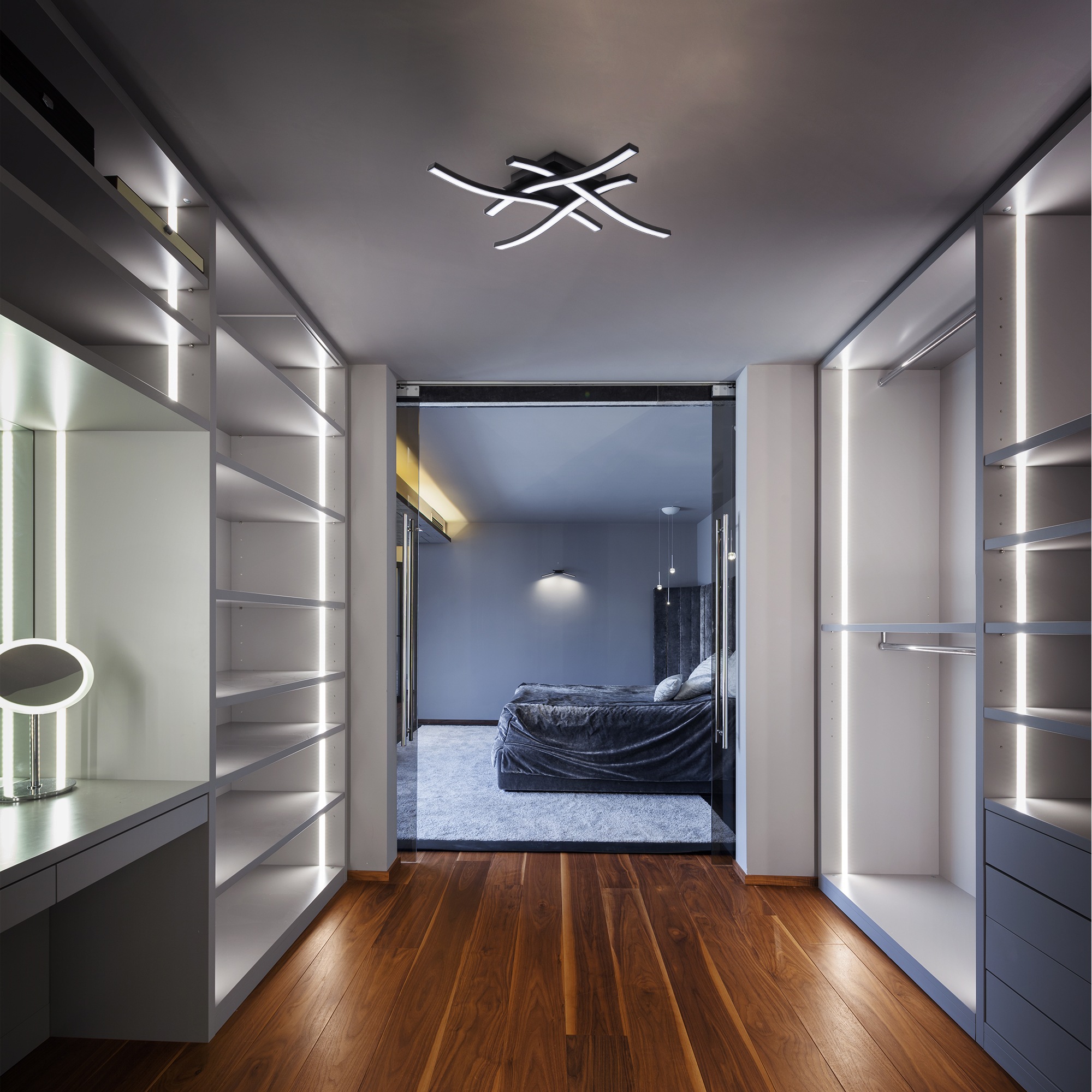 B.K.Licht LED Deckenleuchte »BKL1431 LED Deckenlampe, Wohnzimmerlampe, Deckenstrahler«, 4 flammig, Leuchtmittel LED-Modul | LED fest integriert, 4.000K, 2.200Lm, 20 Watt, IP20 42,5x42,5x7 cm, Schwarz