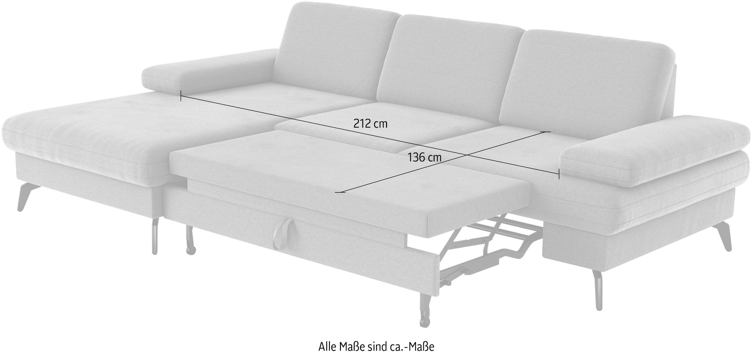 sit&more Ecksofa »Morris L-Form, inkl. Sitztiefenverstellung«, wahlweise mit Armteilverstellung, Bettfunktion & Bettkasten