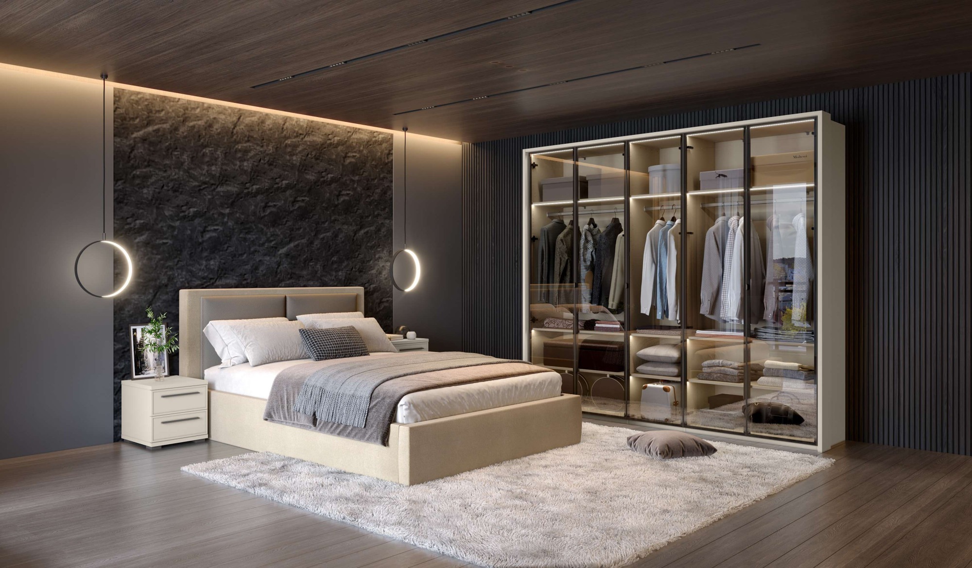 Places of Style Drehtürenschrank "Opera Parsol-Glastüren, LED-Glasbodenbele günstig online kaufen
