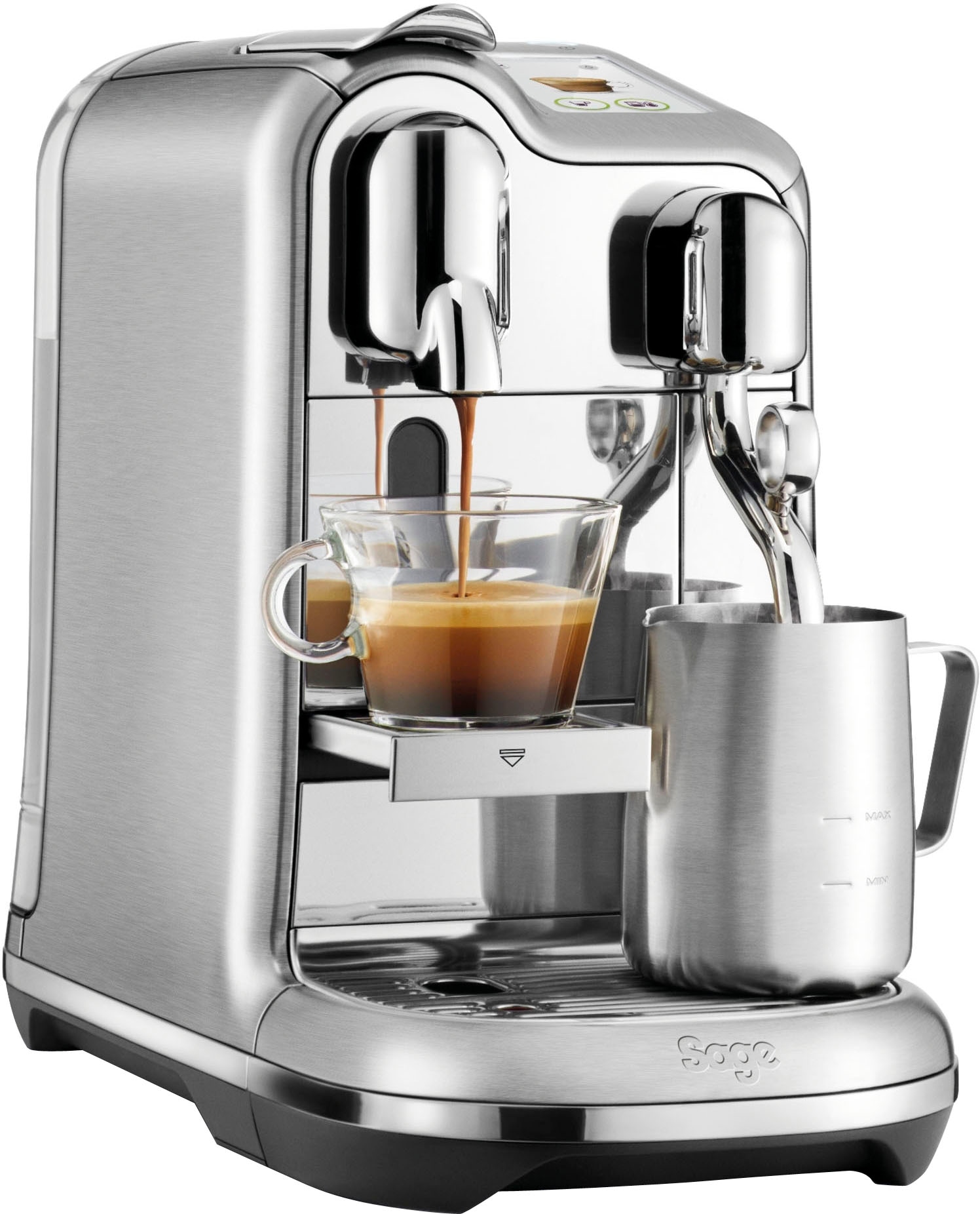 NESPRESSO Kapselmaschine "Creatista Pro SNE900 mit Edelstahl-Milchkanne", B:19,7cm H:32,8cm T:42,9cm, silber, Kaffeemaschinen, inkl. Willkommenspaket