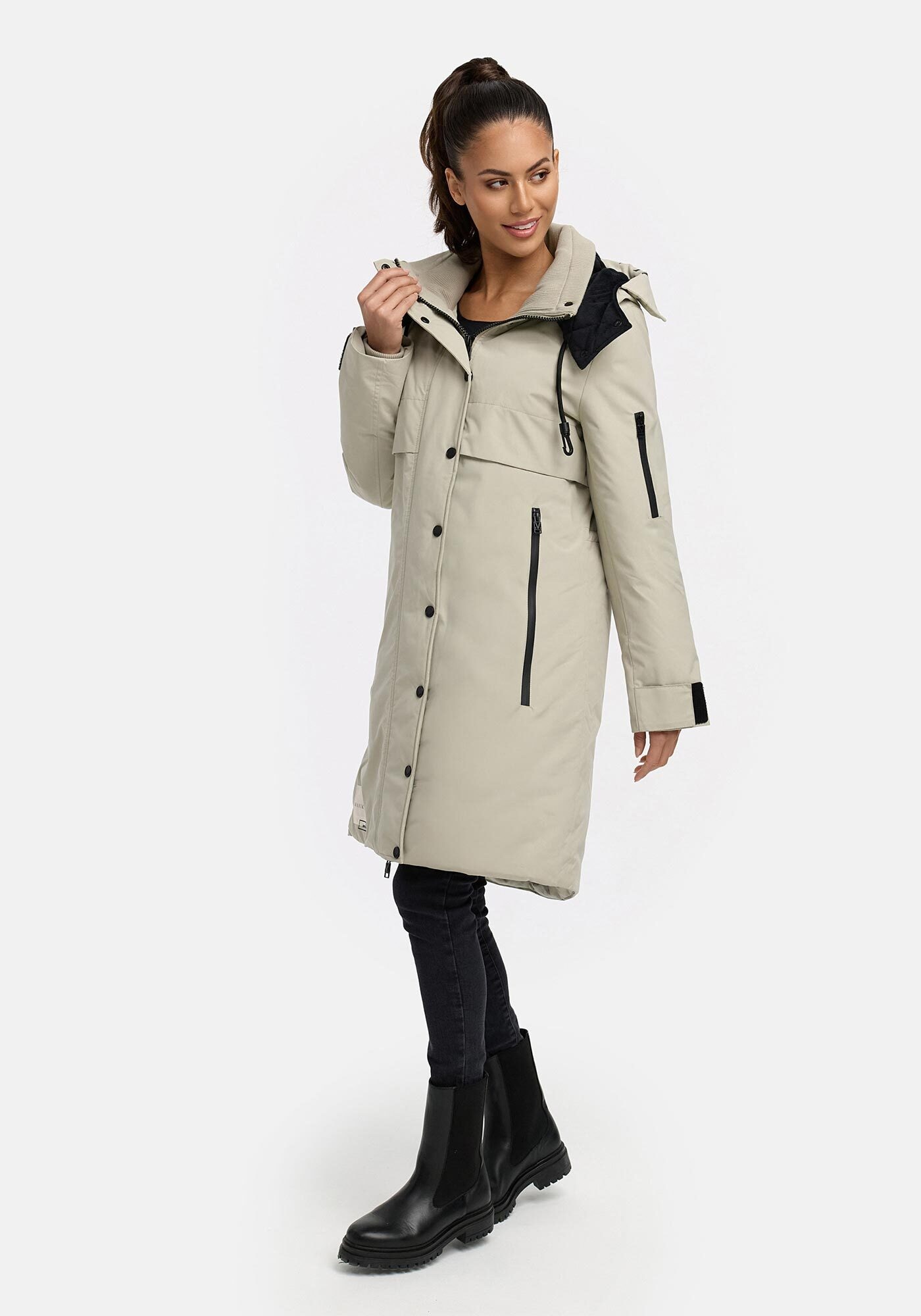 Marikoo Winterjacke »Anoukaa«, langer Parka mit abnehmbarer Kapuze