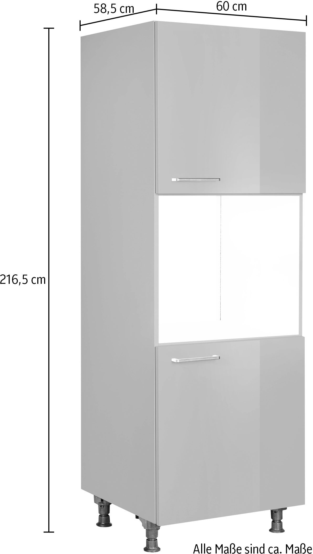 nobilia® Herdumbauschrank »"Flash", Ausrichtung wählbar, mit zwei zusätzlichen Türen,«, vormontiert, Breite/Höhe: 60/167,8 cm