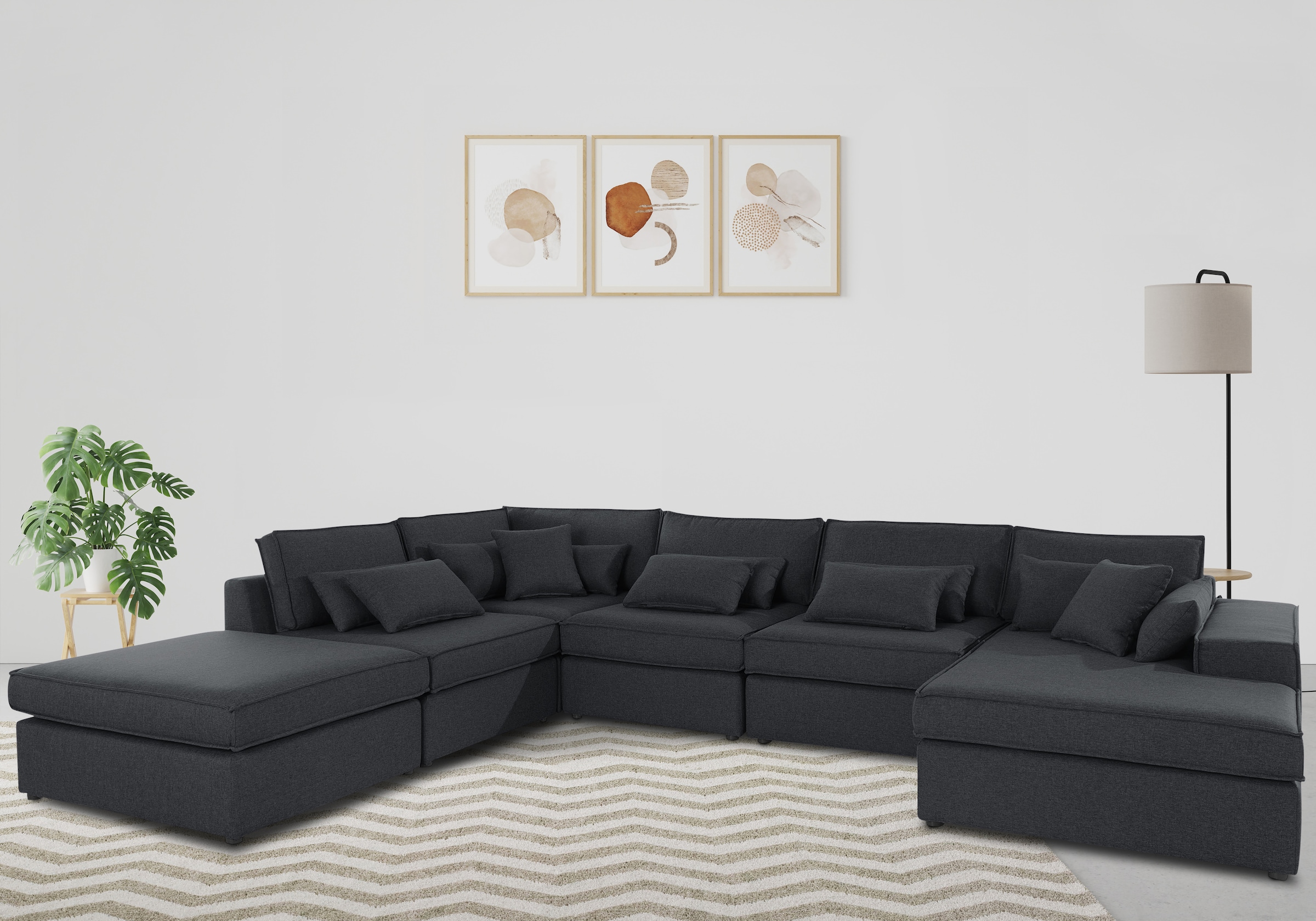 OTTO home Wohnlandschaft "Florid U-Form" 6 Teile, bestehend aus Modulen, vi günstig online kaufen