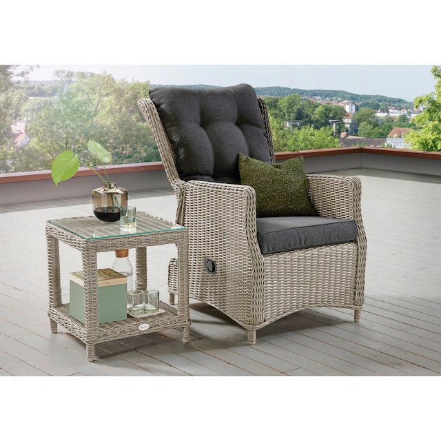 Destiny Gartenlounge-Set »CASA MERANO«, (Set, 4 tlg.), Polyrattan, Sessel  verstellbar, mit Beistelltisch 46x47x50cm | BAUR