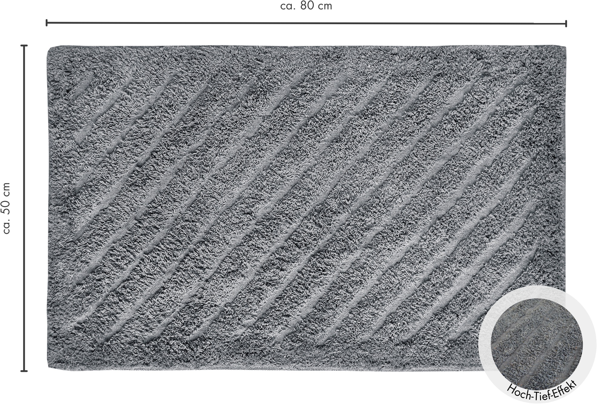 Andiamo Badematte »Havanna, 50x80 cm«, fußbodenheizungsgeeignet-schnell trocknend, Badteppich, Uni Farben, Hoch-Tief Effekt, verschiedene Designs