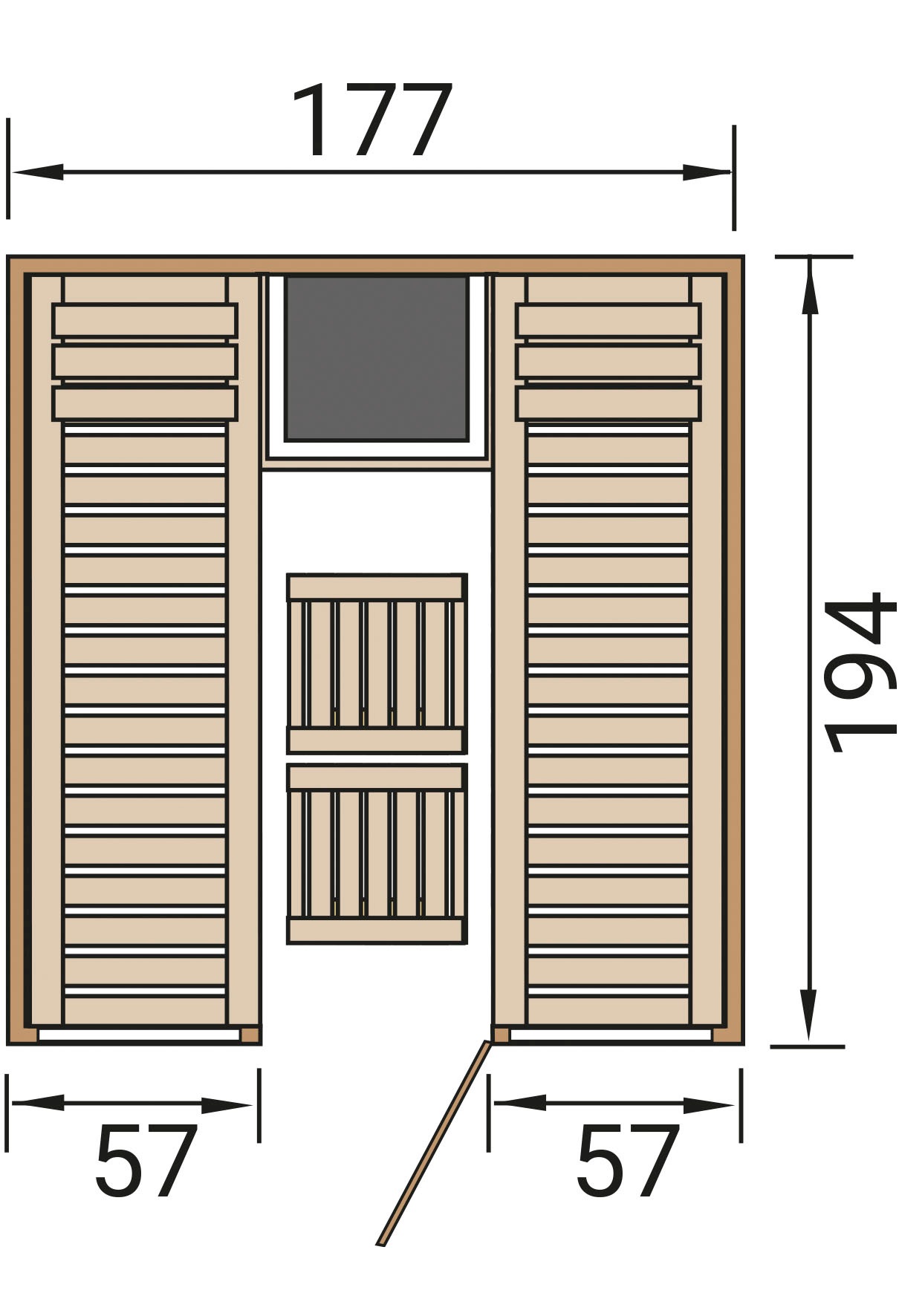 weka Sauna »Elementsauna KAARINA 2«, platzsparende Nischensauna, 2 Fensterelemente, moderne Ganzglastür