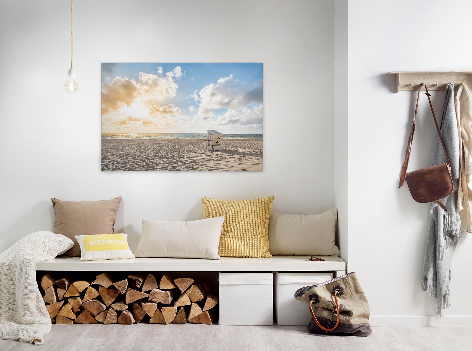 A.S. Création Leinwandbild "Beach Chair" Gemälde Kunst 1 Stk. tlg. Strand Meer Keilrahmen Natur Leinwand-Bild Wohnzimmer modern Wandbild