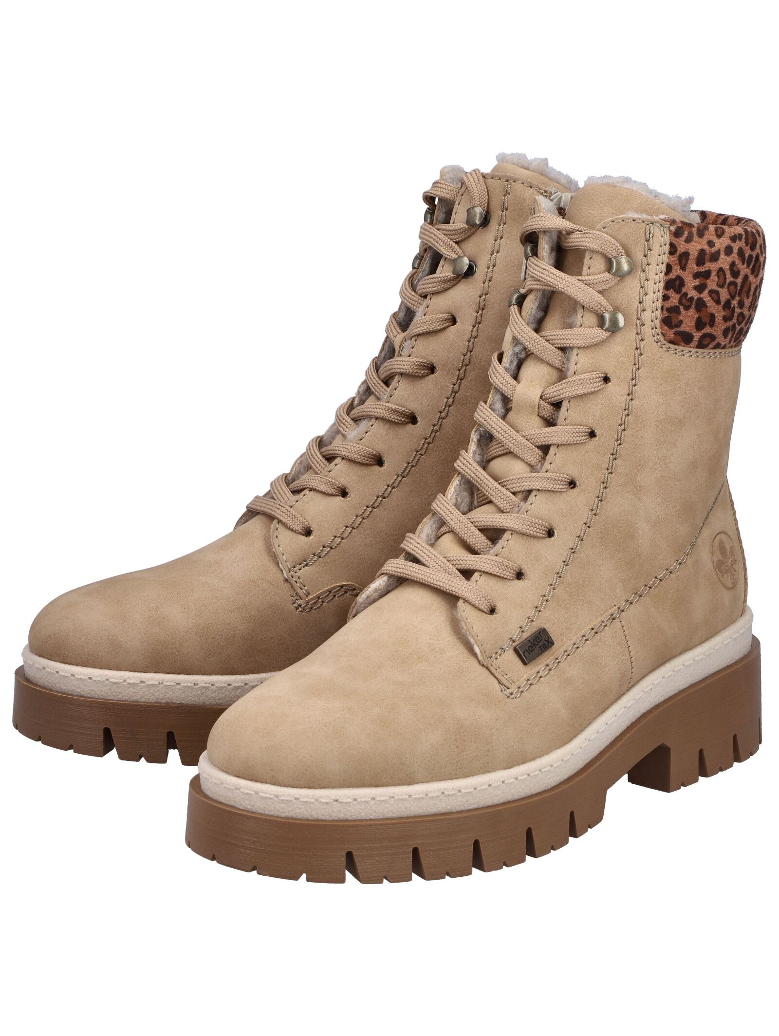 Schnürstiefelette RIEKER "Rieker Stiefelette Lederimitat", Damen, Gr. 43, hellbraun, Lederimitat, Schuhe Schnürstiefelette 3