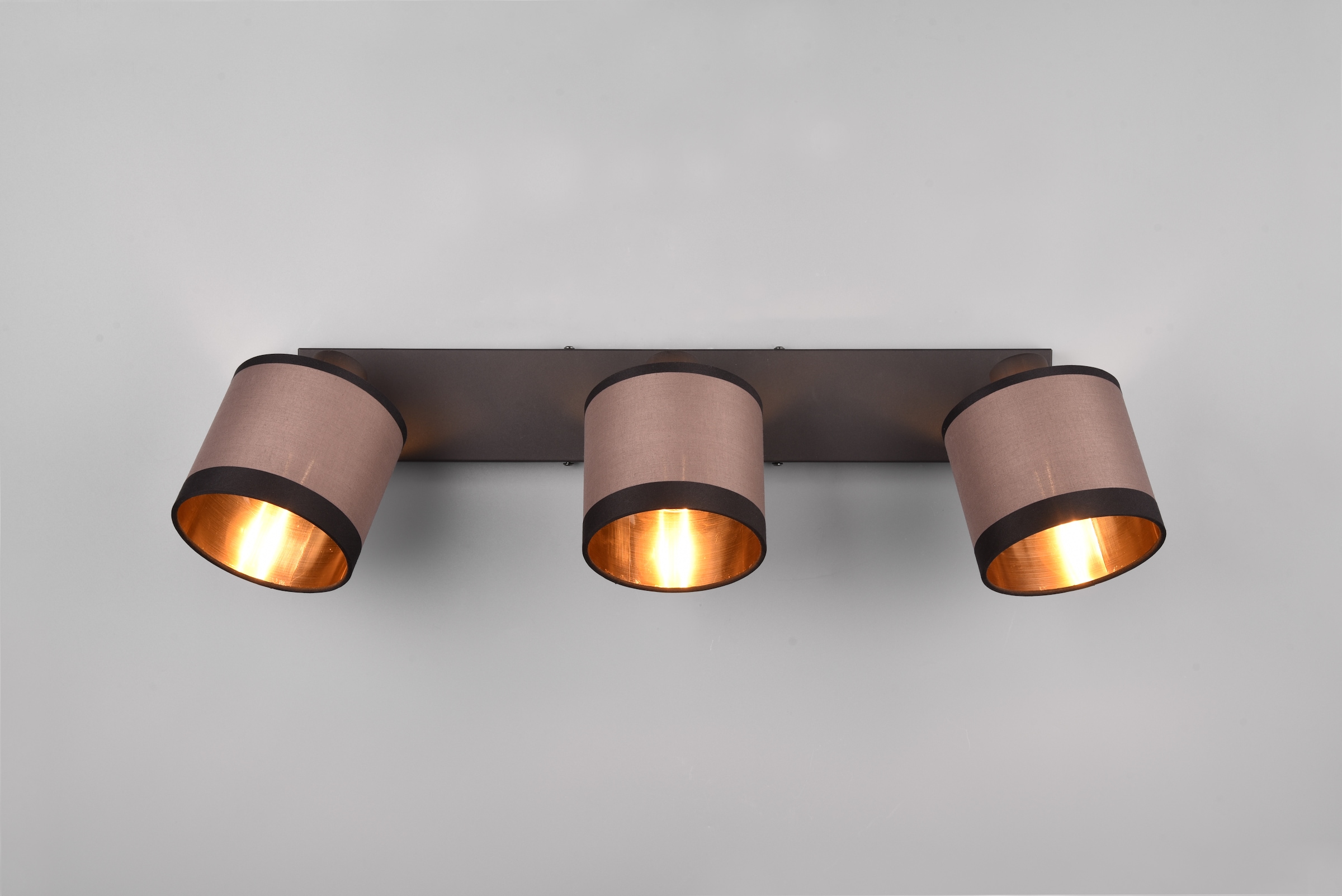 REALITY Leuchten Deckenstrahler »DAVOS, Deckenspot 3-flammig exkl 3xE14 max 10 W Stoffschirm zweifarbig«, 3 flammig, Leuchtmittel E14 | Leuchtmittel wechselbar, Wandspot Deckenspot schwenkbar Leuchtmittel wechselbar Flur Küche