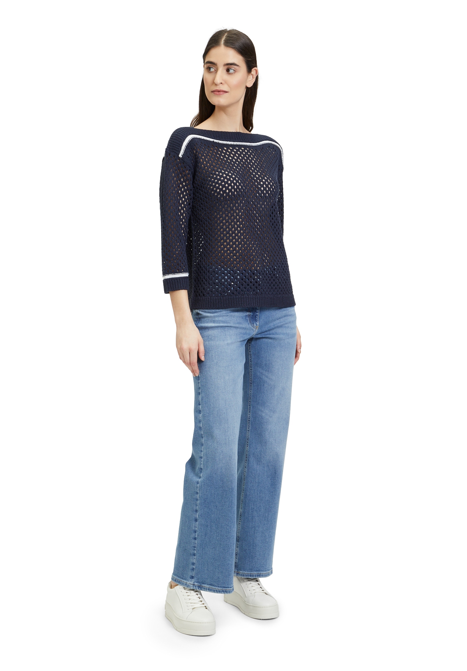 Betty Barclay Strickpullover »Betty Barclay Lochstrick-Pullover mit Strickdetails«, (1 tlg.), Kontraststeppung
