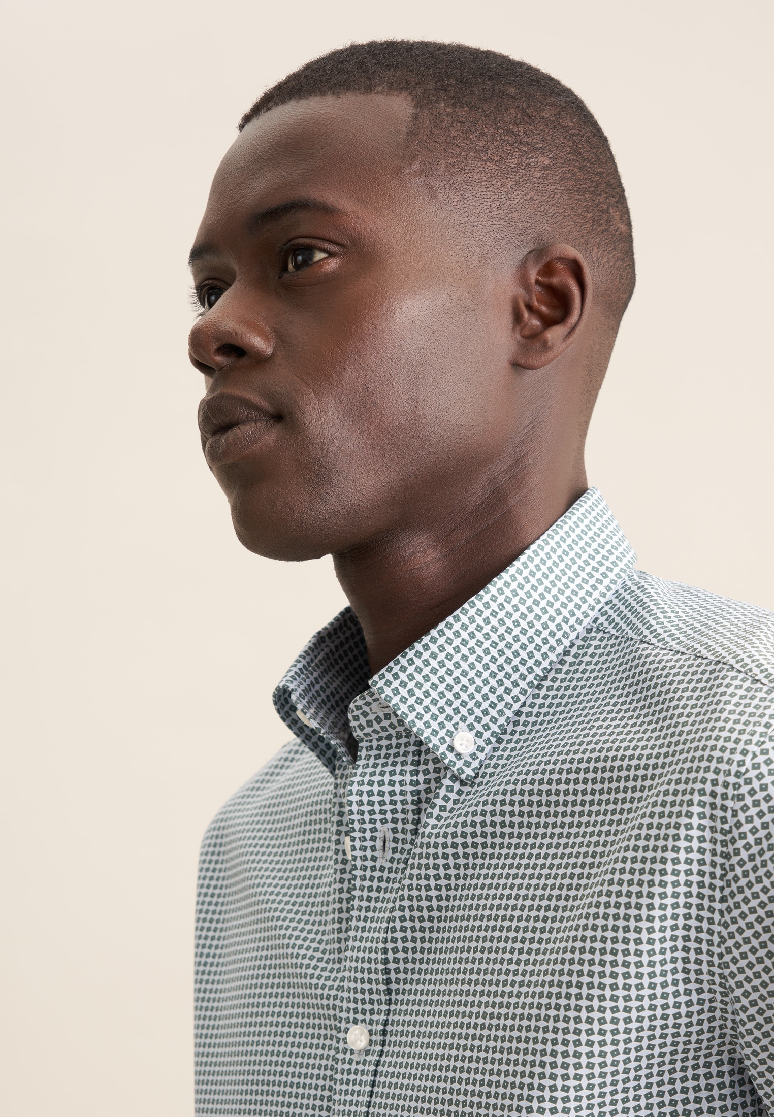seidensticker Businesshemd »Slim«, Slim Kurzarm Button-Down-Kragen Druck