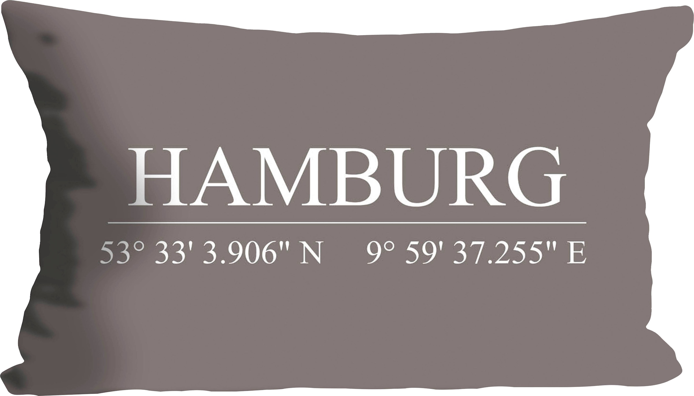 queence Dekokissen »Hamburg«, Kissenhülle,Hamburg Schriftzug,Koordinaten,Stadtmotiv,Urban,Maritim