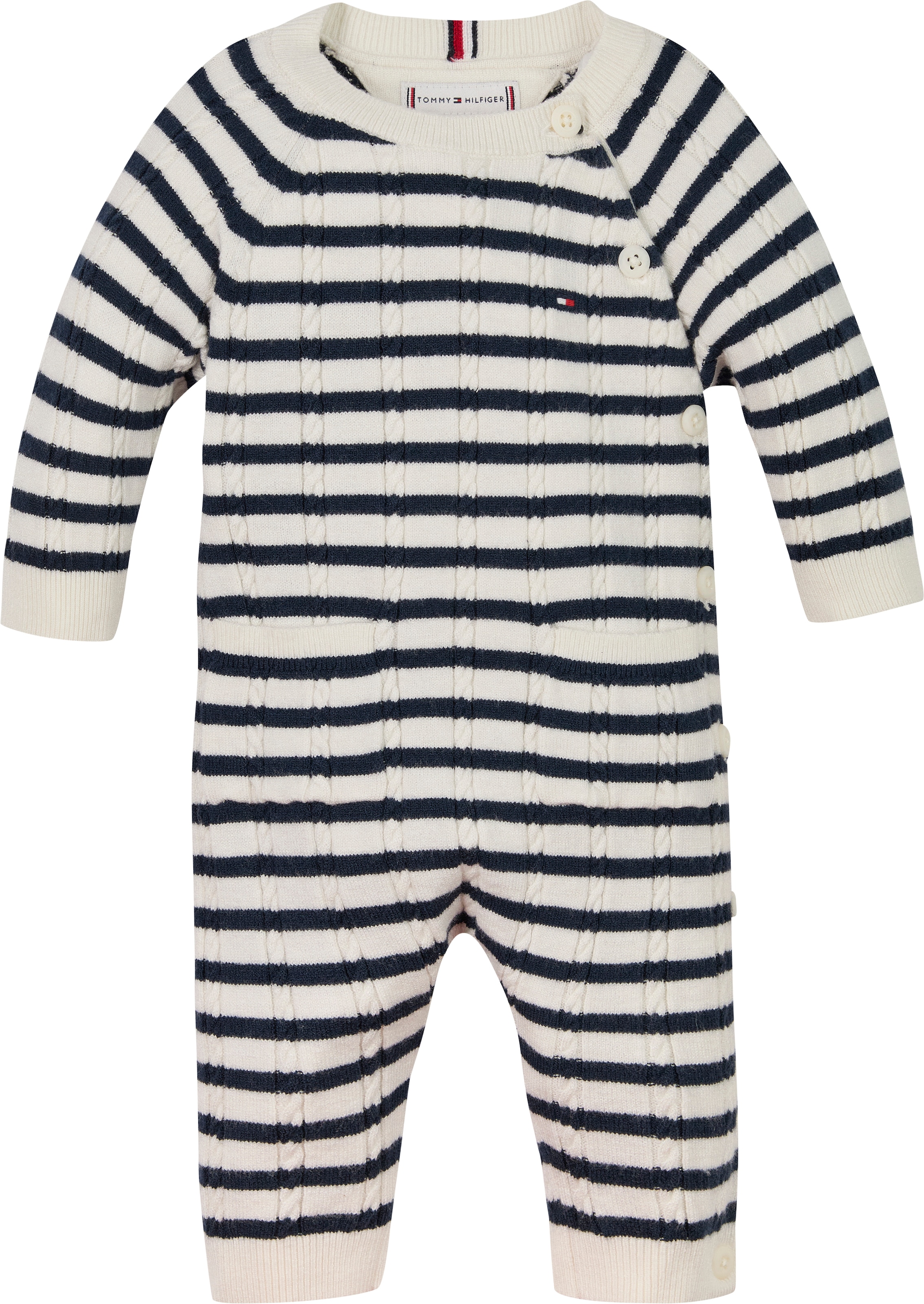 Tommy Hilfiger Body "CABLE KNITTED COVERALL GIFTBOX", mit Zopfmuster, mit Streifen