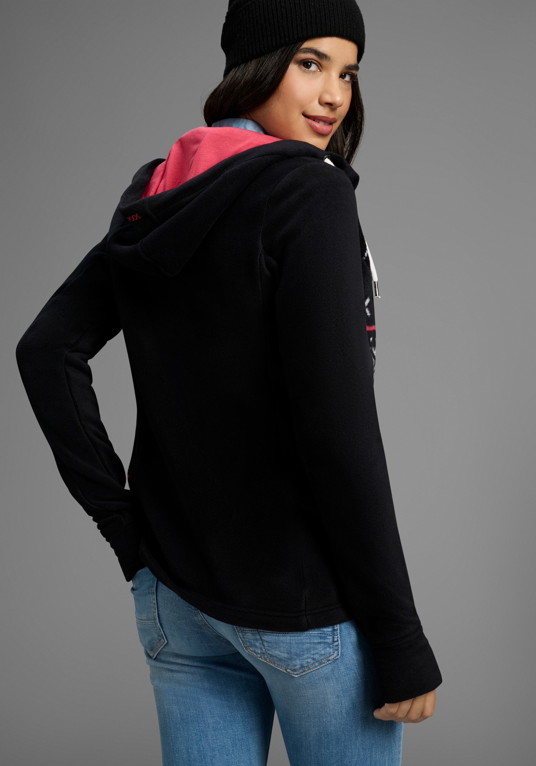 KangaROOS Fleecejacke, mit Kapuze, mit Norweger Muster
