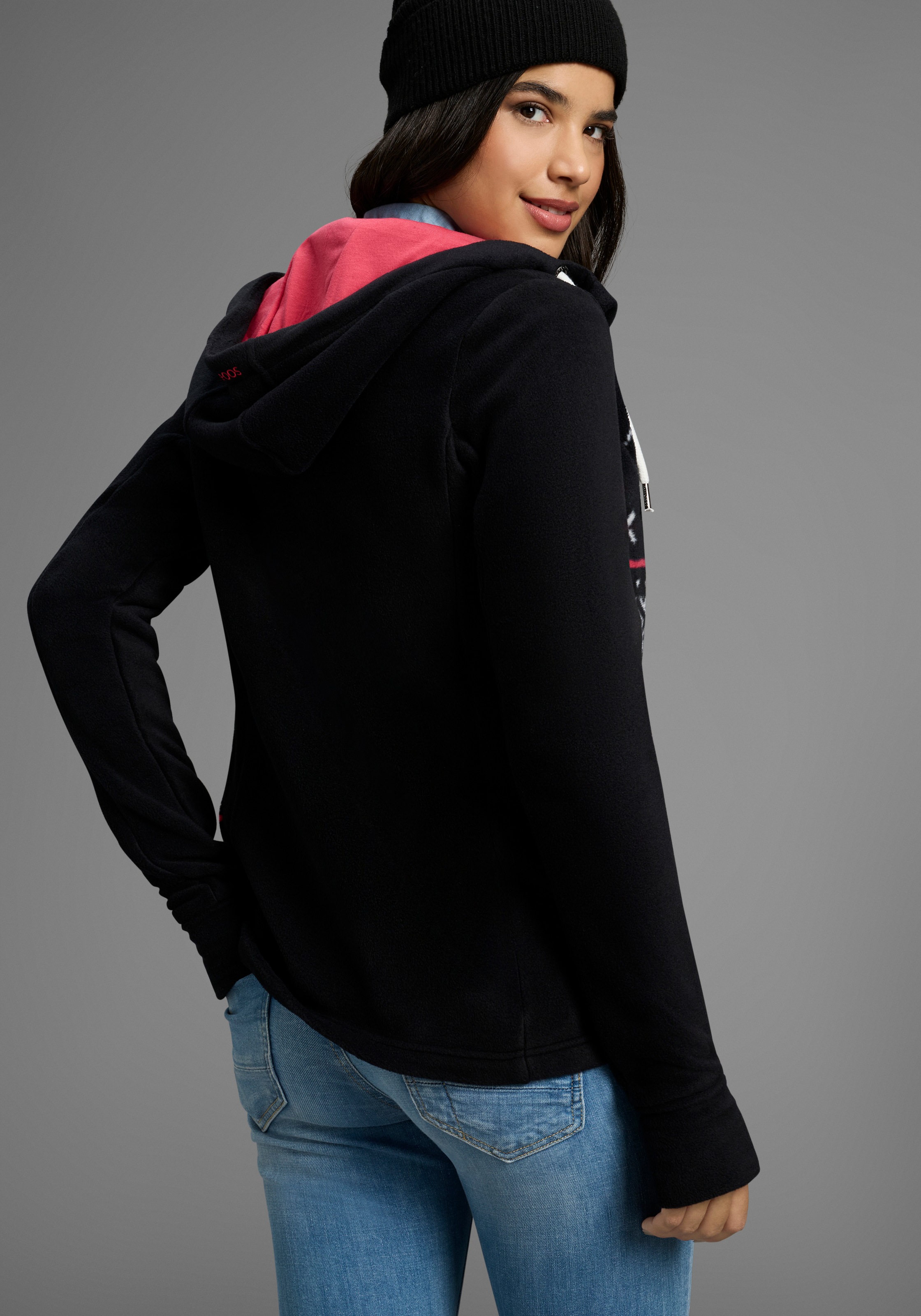 KangaROOS Fleecejacke, mit Kapuze, mit Norweger Muster und Kapuze günstig online kaufen