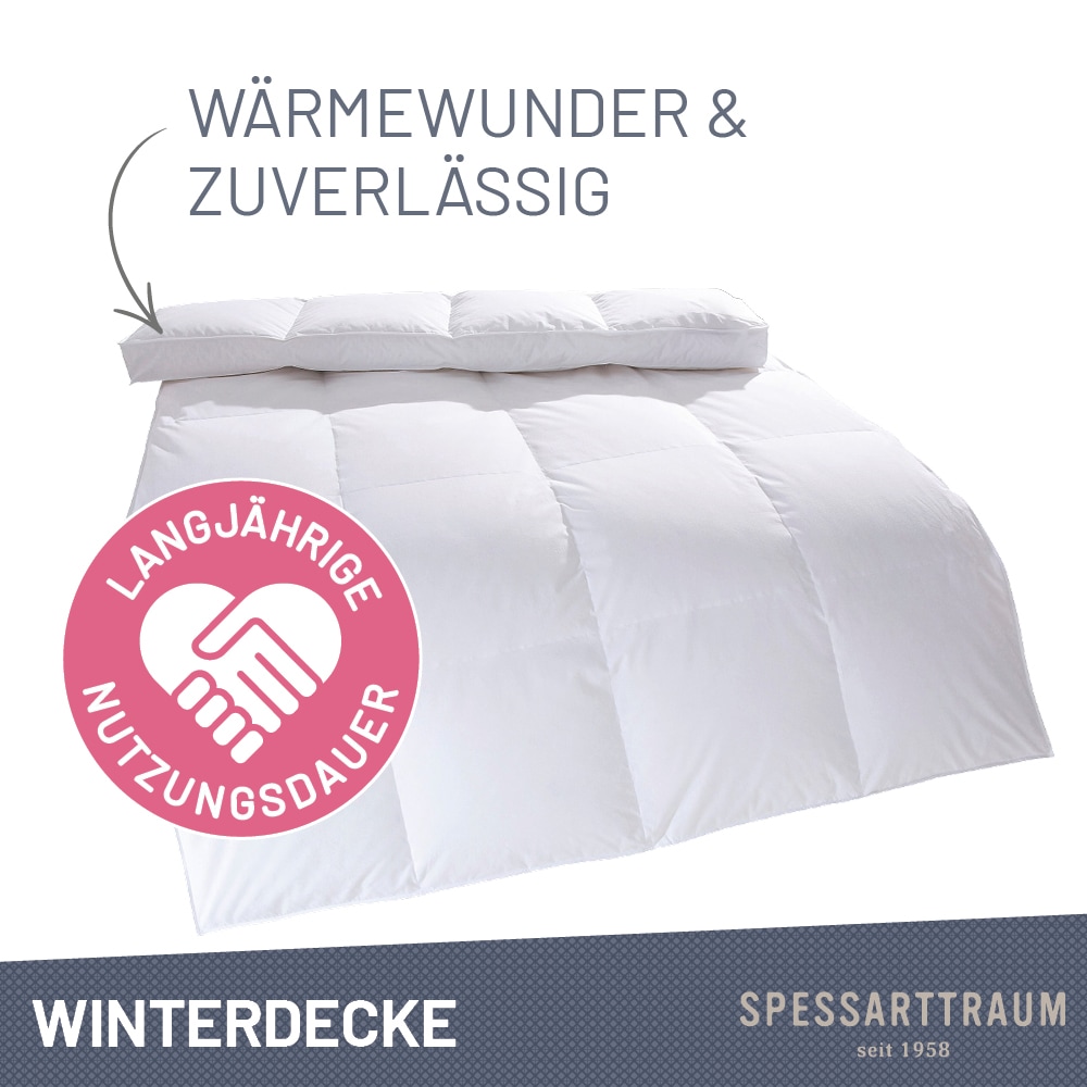 SPESSARTTRAUM Daunenbettdecke »Arosa Bettdecke min 135x200 cm & weitere Größen«, polarwarm, Füllung 90% Daunen & 10% Federn, Bezug 100% Baumwolle, (1 St.), Bettdecke Winter, Sommer, Made in Germany