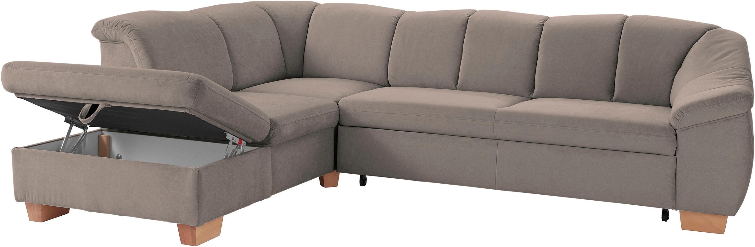 sit&more Ecksofa »Santo L-Form«, mit Federkern, wahlweise mit Bettfunktion und Stauraum