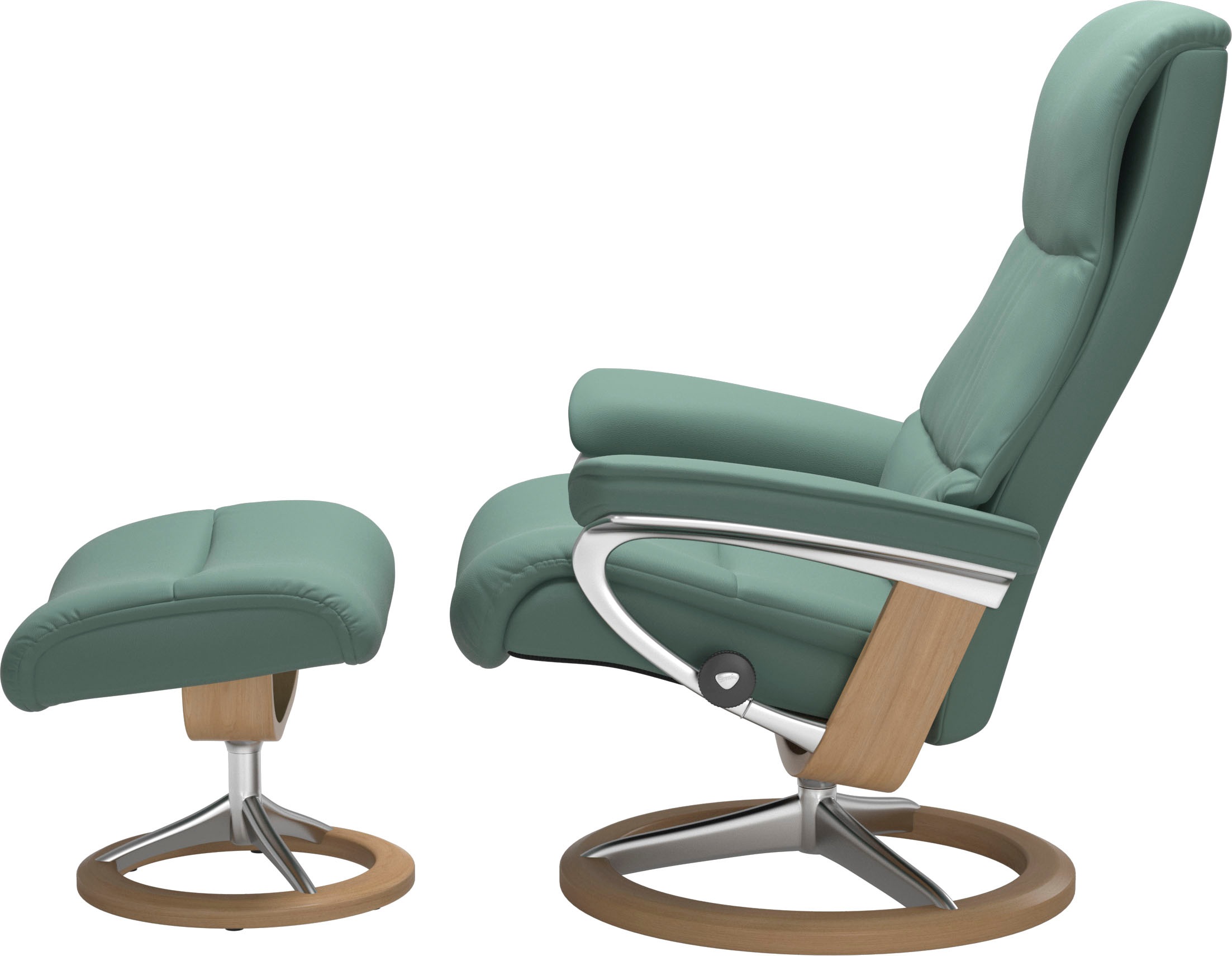 Stressless® Relaxsessel »View«, (Set, Relaxsessel mit Hocker), mit Signature Base, Größe M,Gestell Eiche