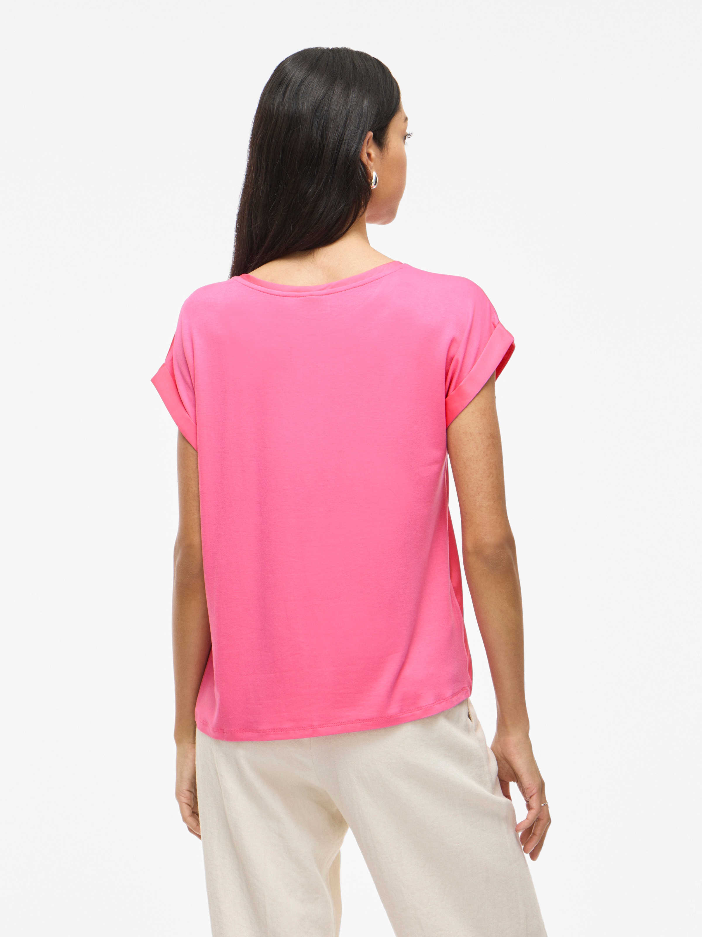 Vila Kurzarmshirt "VIELLETTE S/S SATIN TOP - NOOS", Satin Optik günstig online kaufen