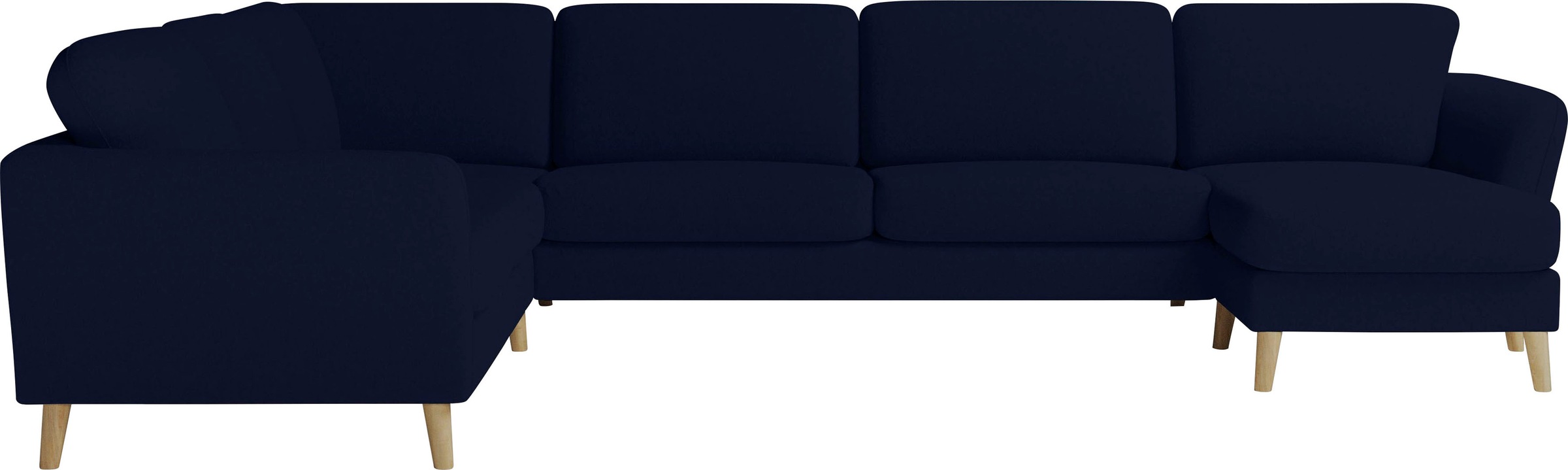 Home affaire Wohnlandschaft »MARSEILLE XXL 349cm, U-Form, Ottomane rechts/links wählbar«, Massivholzbeine aus Eiche, In verschieden Bezügen und Farbvarianten
