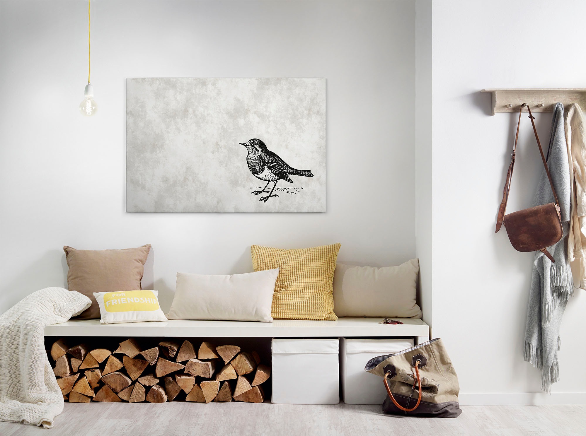 A.S. Création Leinwandbild "sketchpad 5" Kunst Vögel 1 Stk. tlg. Schwarz-Weiß Zeichnung Vogel Keilrahmen Leinwand-Bild Wohnzimmer Wand