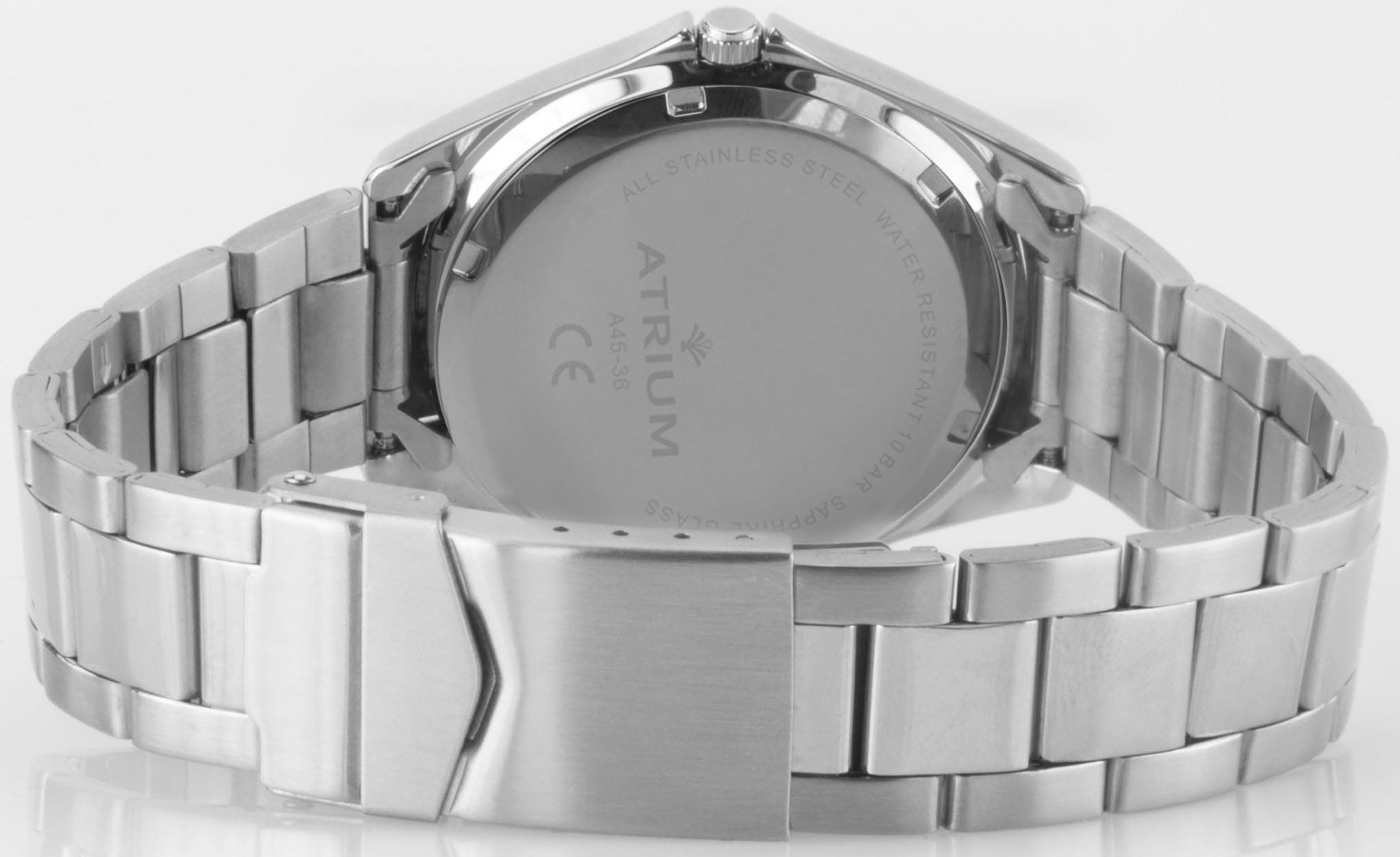 Atrium Quarzuhr, Armbanduhr, Herrenuhr, Damenuhr, Saphirglas, Edelstahlarmband