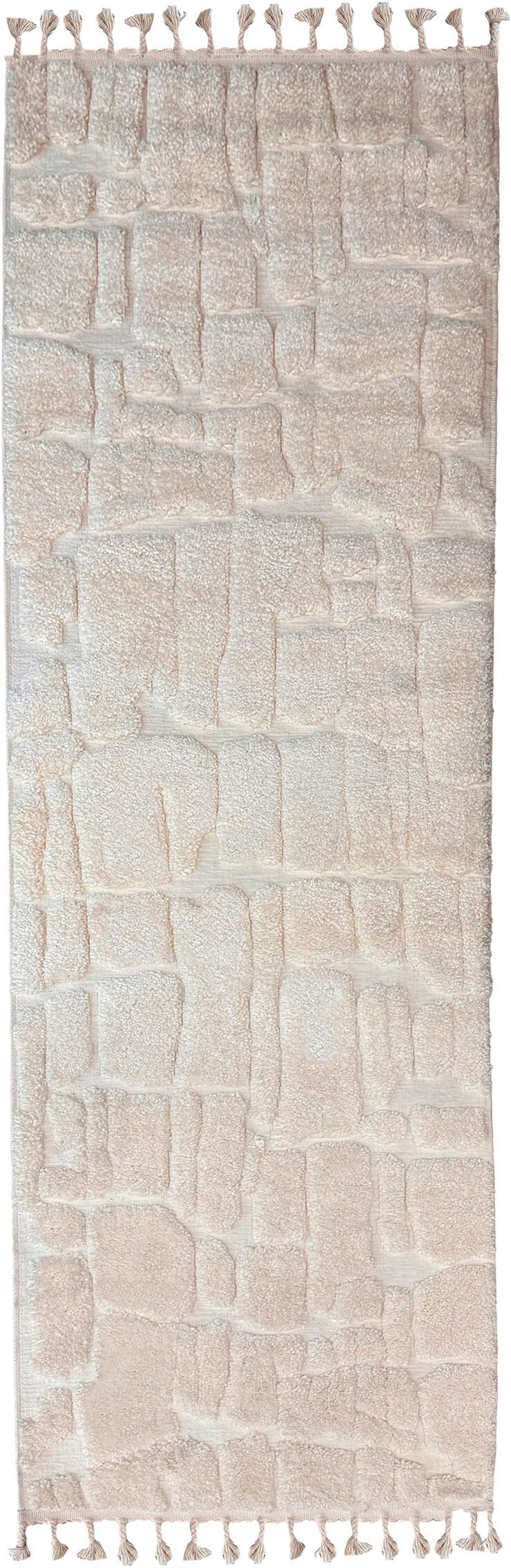FLAIR RUGS Teppich »ESRA COBBLED« rechteckig 20 mm Höhe Woll Border Teppich, mit Muschelsaumkante