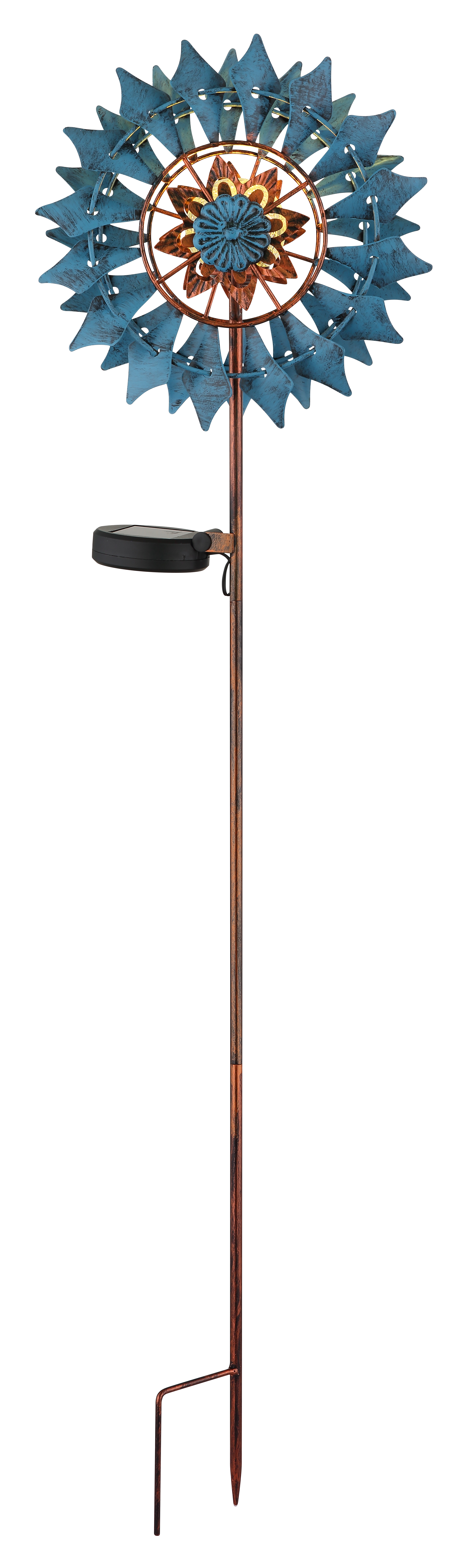 GLOBO LIGHTING LED Solarleuchte "SOLARLEUCHTE METALL GOLDFARBEN PATINIERT, 1XLED" LED-Modul 1 Stk. Warmweiß Solar Garten Terrasse Außenbeleuchtung Dekoleuchten