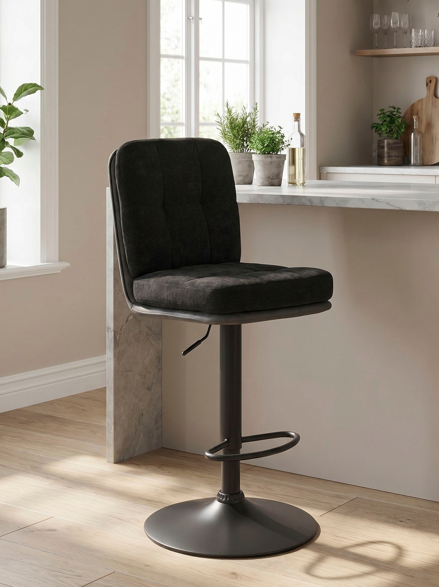 HELA Barhocker "VILA" Set, 2 Stk. tlg. 360 drehbar, höhenverstellbar, Materialkombi