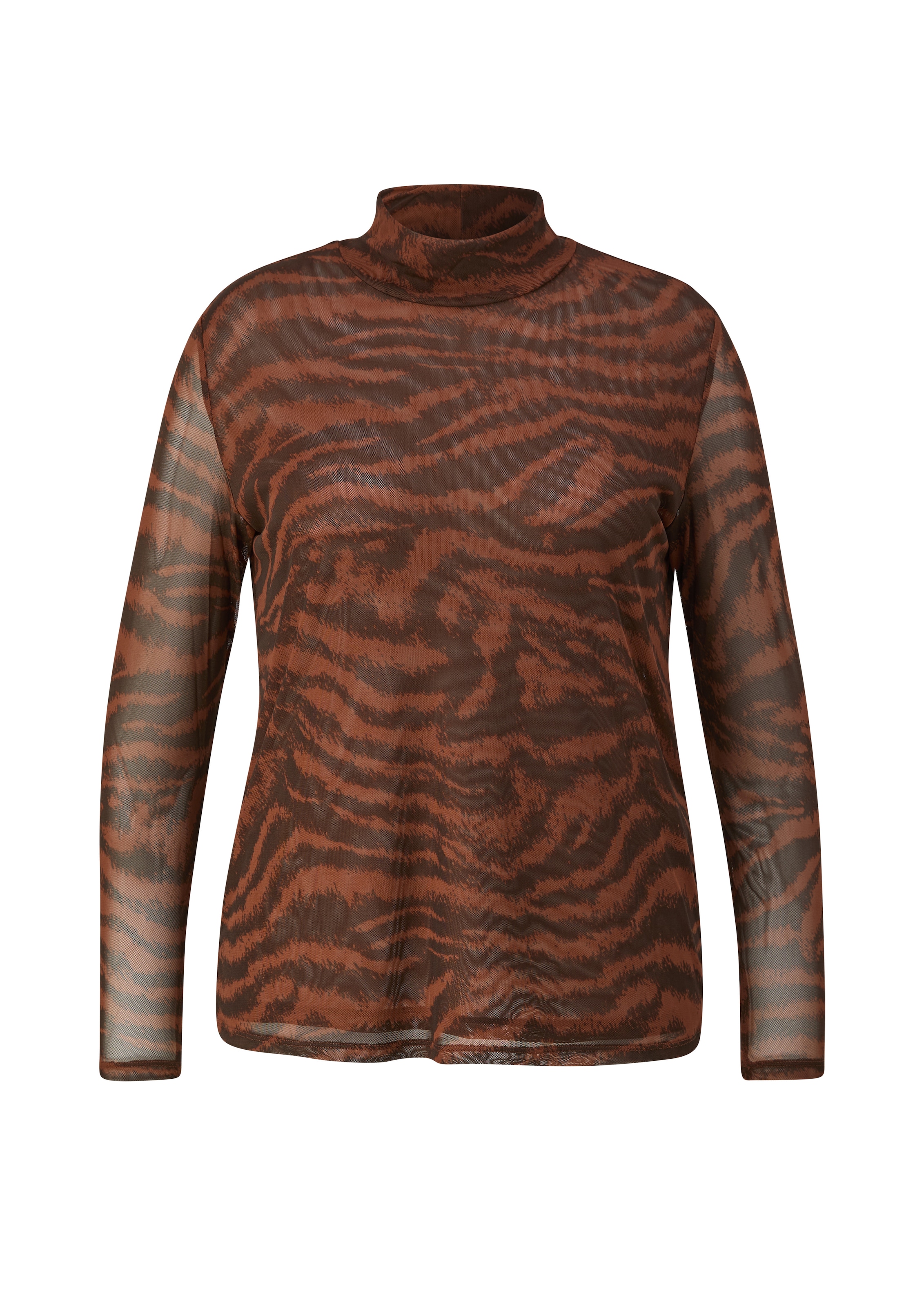 s.Oliver CURVE Rollkragenshirt Langarmshirt mit Animal-Print / Mesh / Große Größen