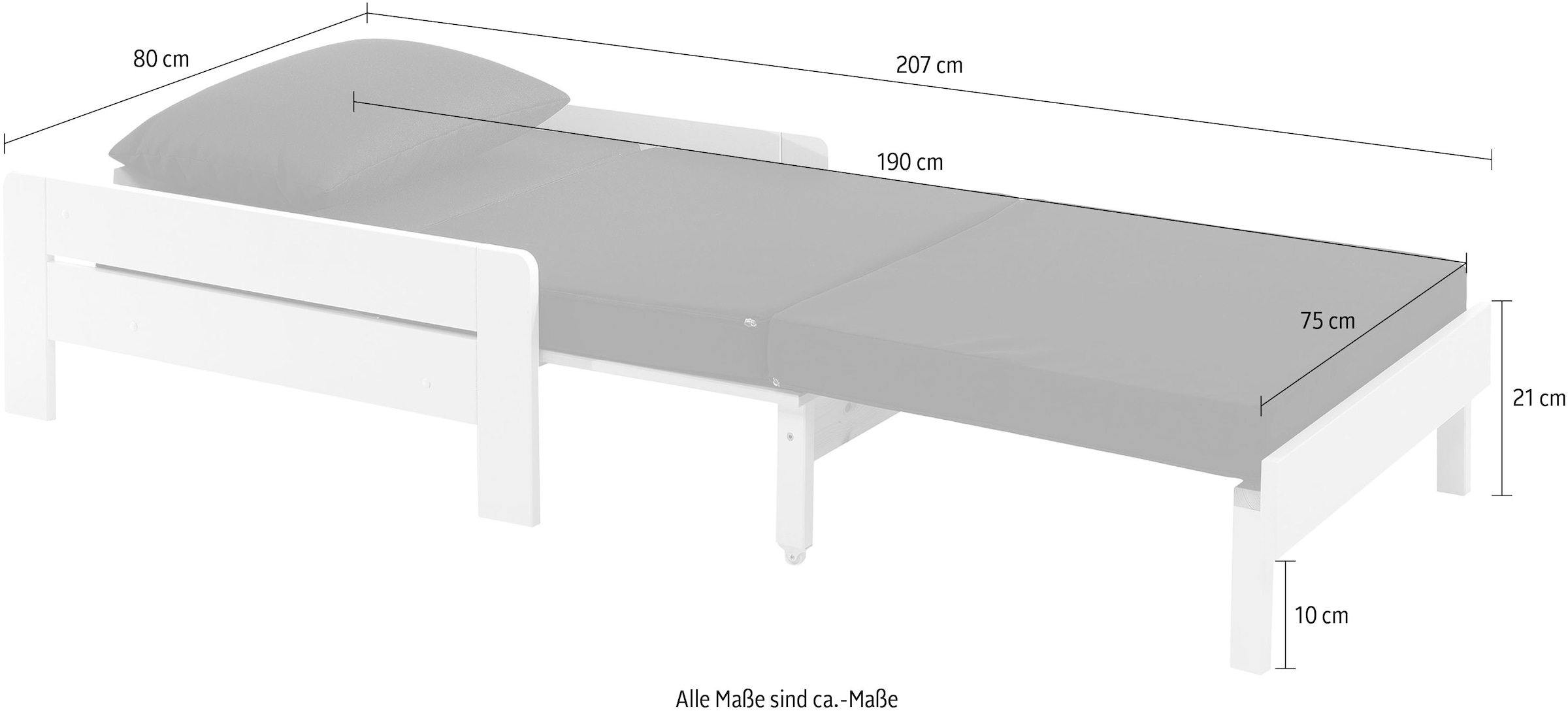 Vipack Jugendbett »Pino«, (Made in Europe), Einzelbett, Sessel, ausklappbar zum Gästebett