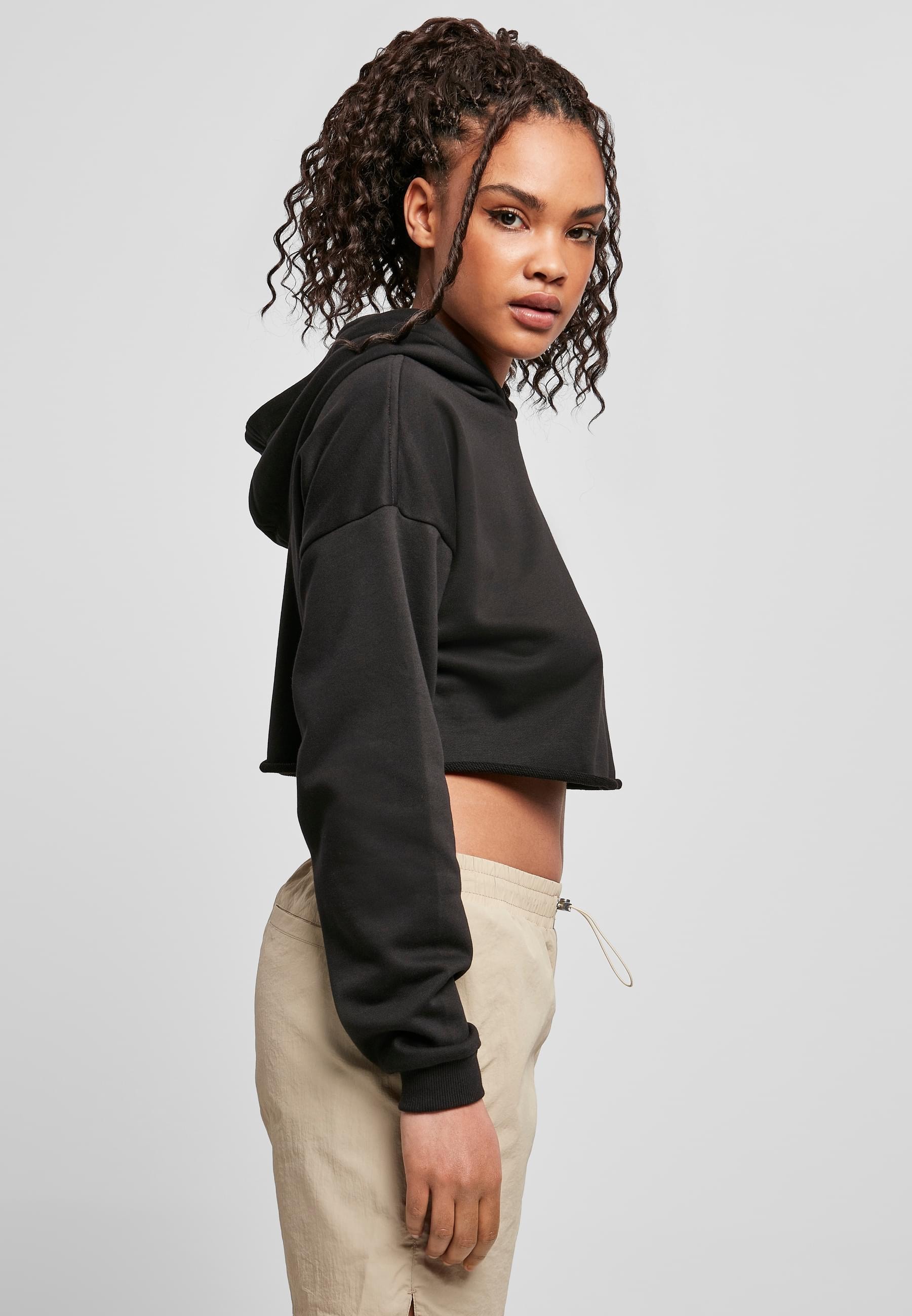 URBAN CLASSICS Rundhalspullover »Urban Classics Damen Ladies Oversized Cropped Hoody«, (1 tlg.)