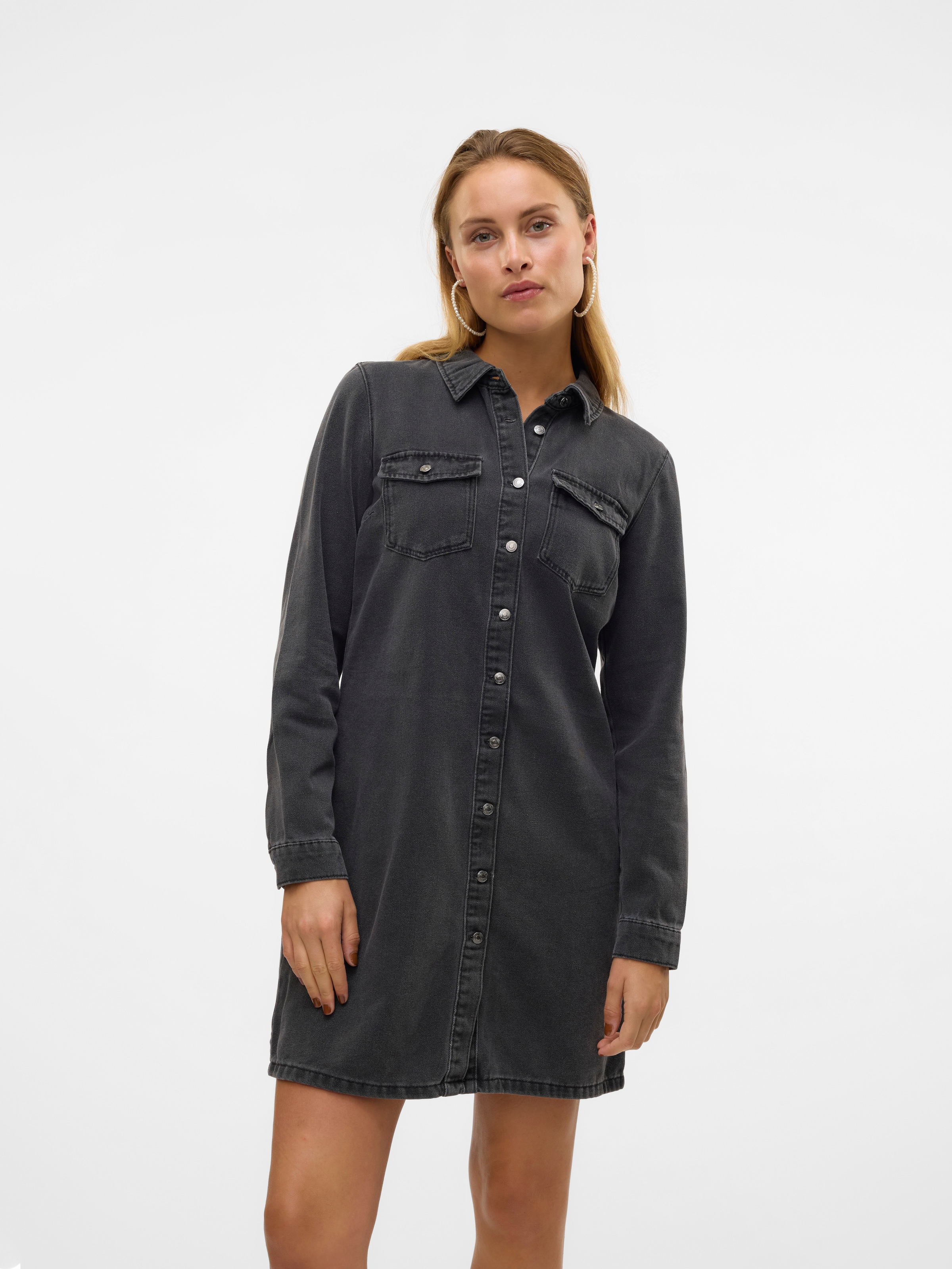Vero Moda Jeanskleid "VMJENNIE LS SHORT DENIM DRESS GA NOOS" Brusttaschen günstig online kaufen