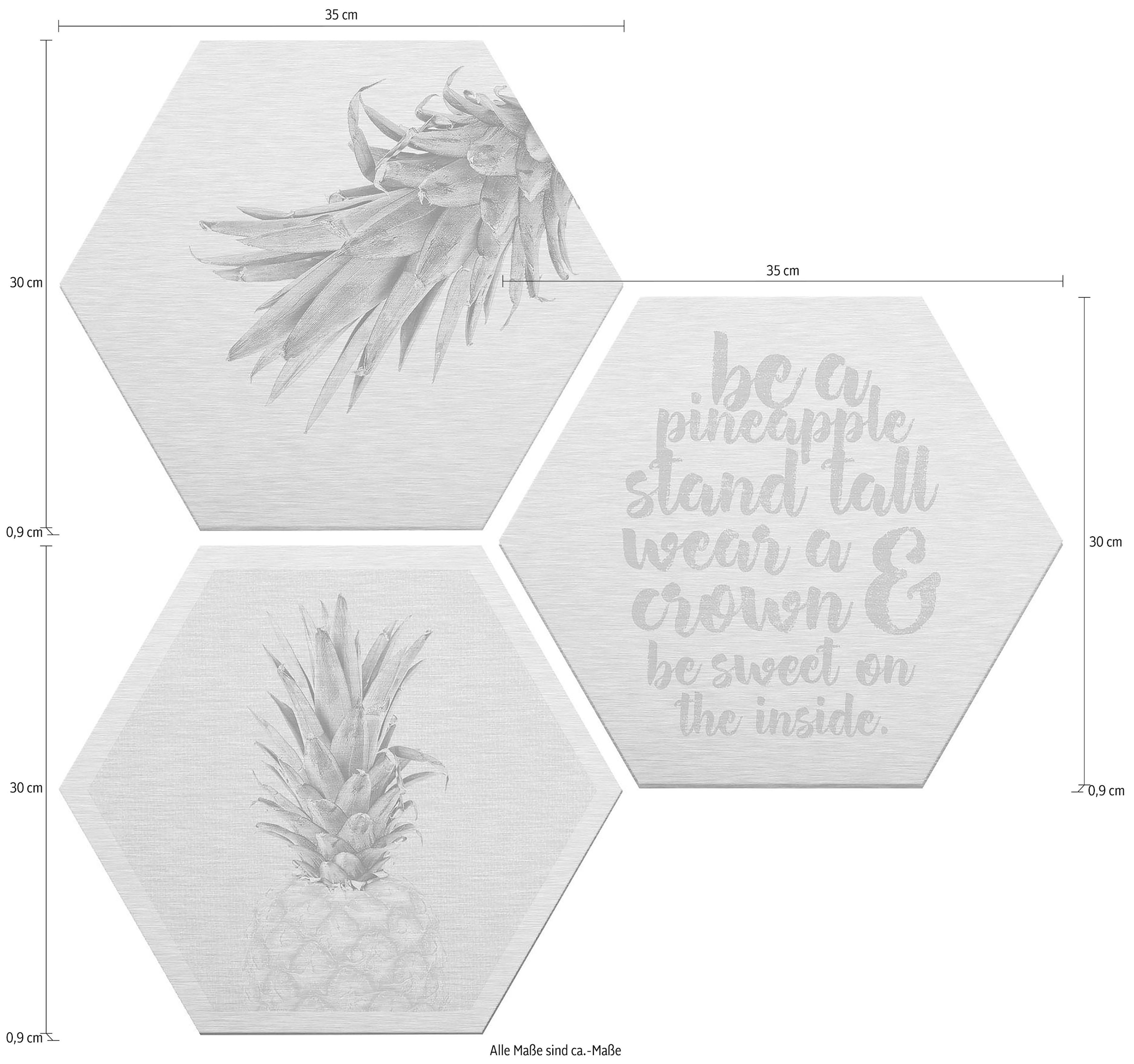 Wall-Art Holzbild »Ananas«, (Set, Dekorative Wanddekoration), Holzposter Collage