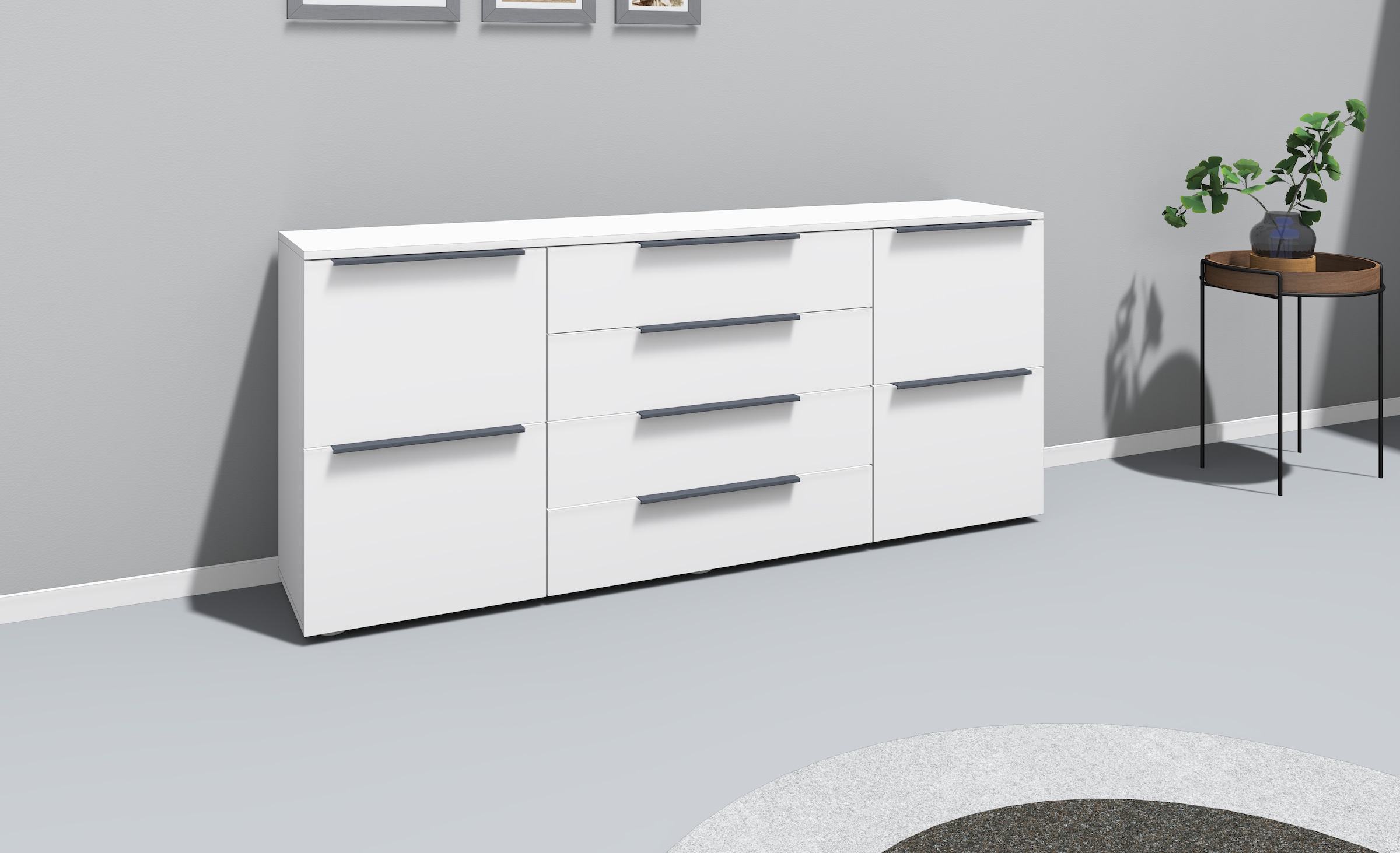 borchardt Möbel Sideboard »Tom«, Breite 166 cm, verstellbare Einlegeböden, lackierte Alu-Profilgriffe