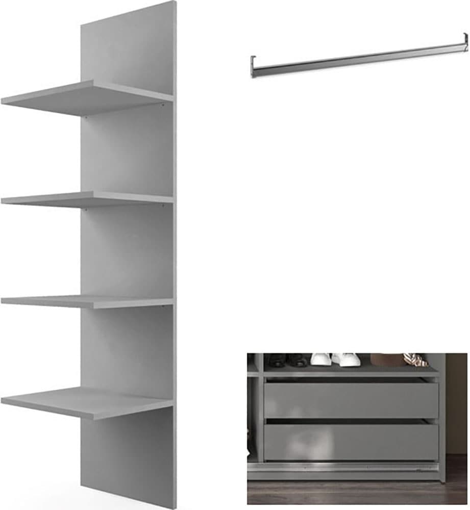 INOSIGN Inneneinteilung »Jupiter – Steingrau, B135×H193 cm, 4 Böden B43 cm, SK-Einsatz B62 cm« + 1 Kleiderstange, Breite 61 cm, Zubehör für Schweber Jupiter, 275 cm