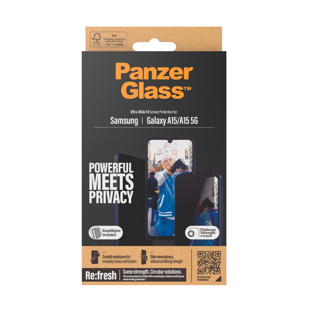 PanzerGlass Displayschutzglas »Ultra Wide Fit Privacy Screen Protector«, für Samsung Galaxy A15-Samsung Galaxy A15 5G