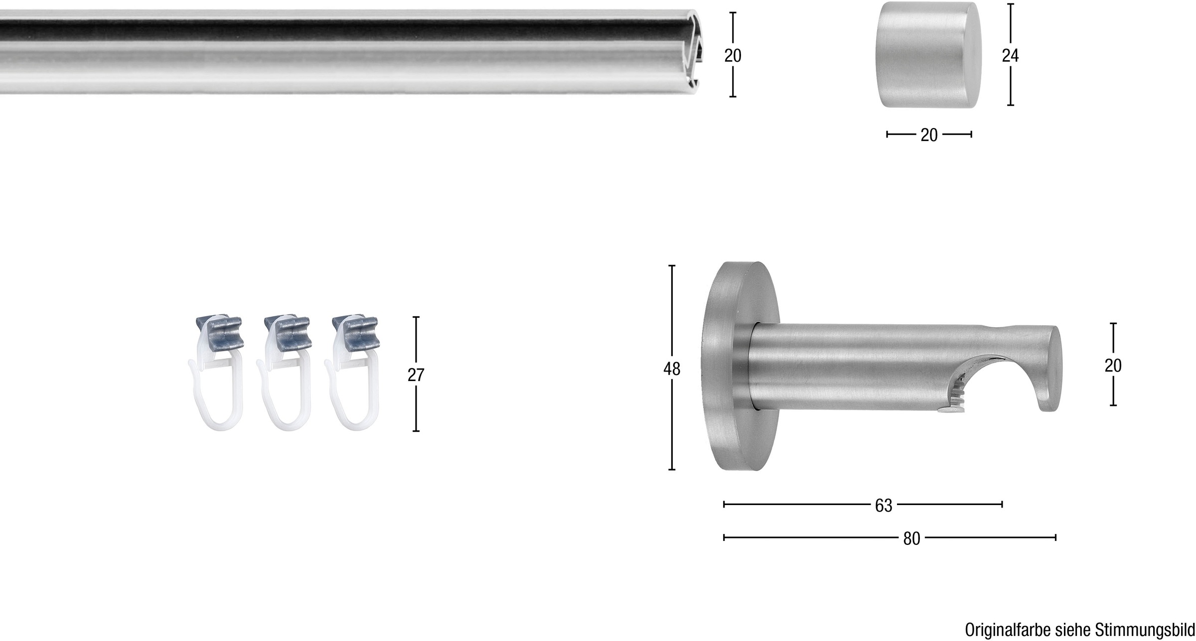 GARESA Gardinenstange »EASY«, 1 läufig-läufig, Wunschmaßlänge, Vorhanggarnitur-Innenlauf, verlängerbar, Wandmontage, Kappe, Aluminium