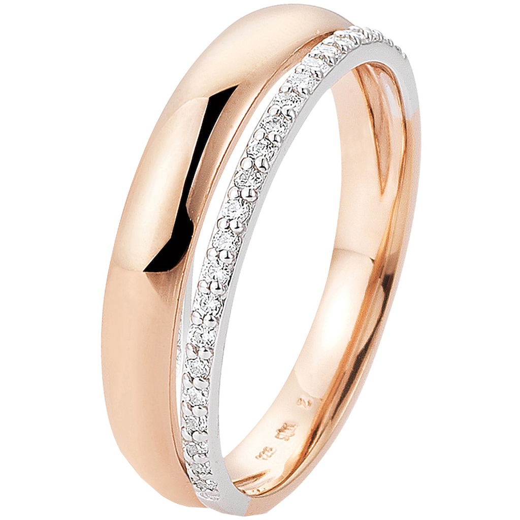 JOBO Fingerring 585 Roségold bicolor mit 23 Diamanten