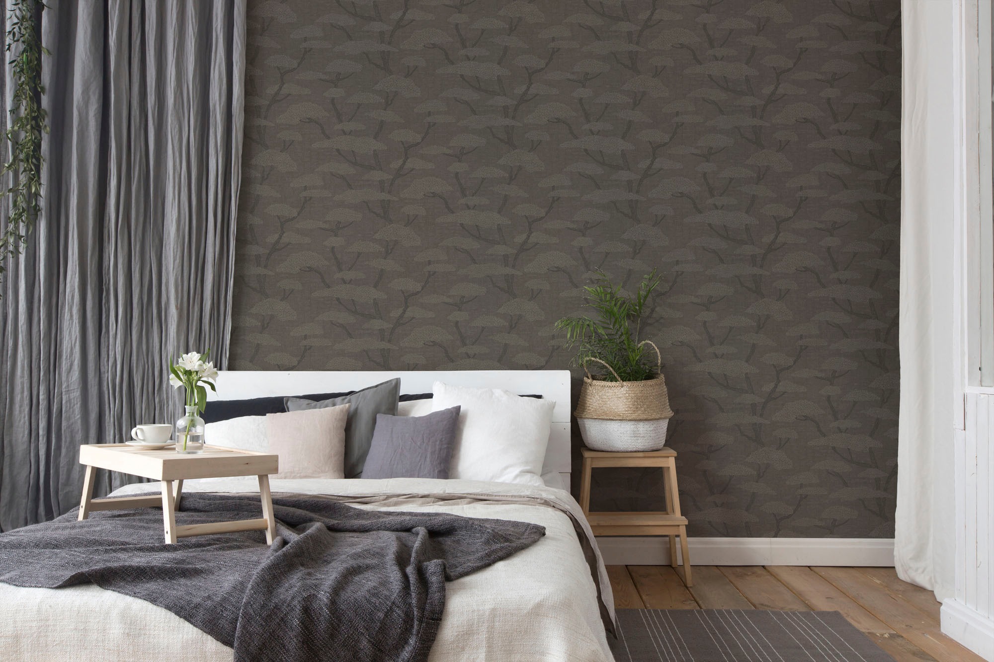 A.S. Création Vliestapete »Nara Bonsai«, matt-gemustert-neutral, Bonsai Asiatisch Baumkronen Tapeten Wohnzimmer Schlafzimmer Küche Flur
