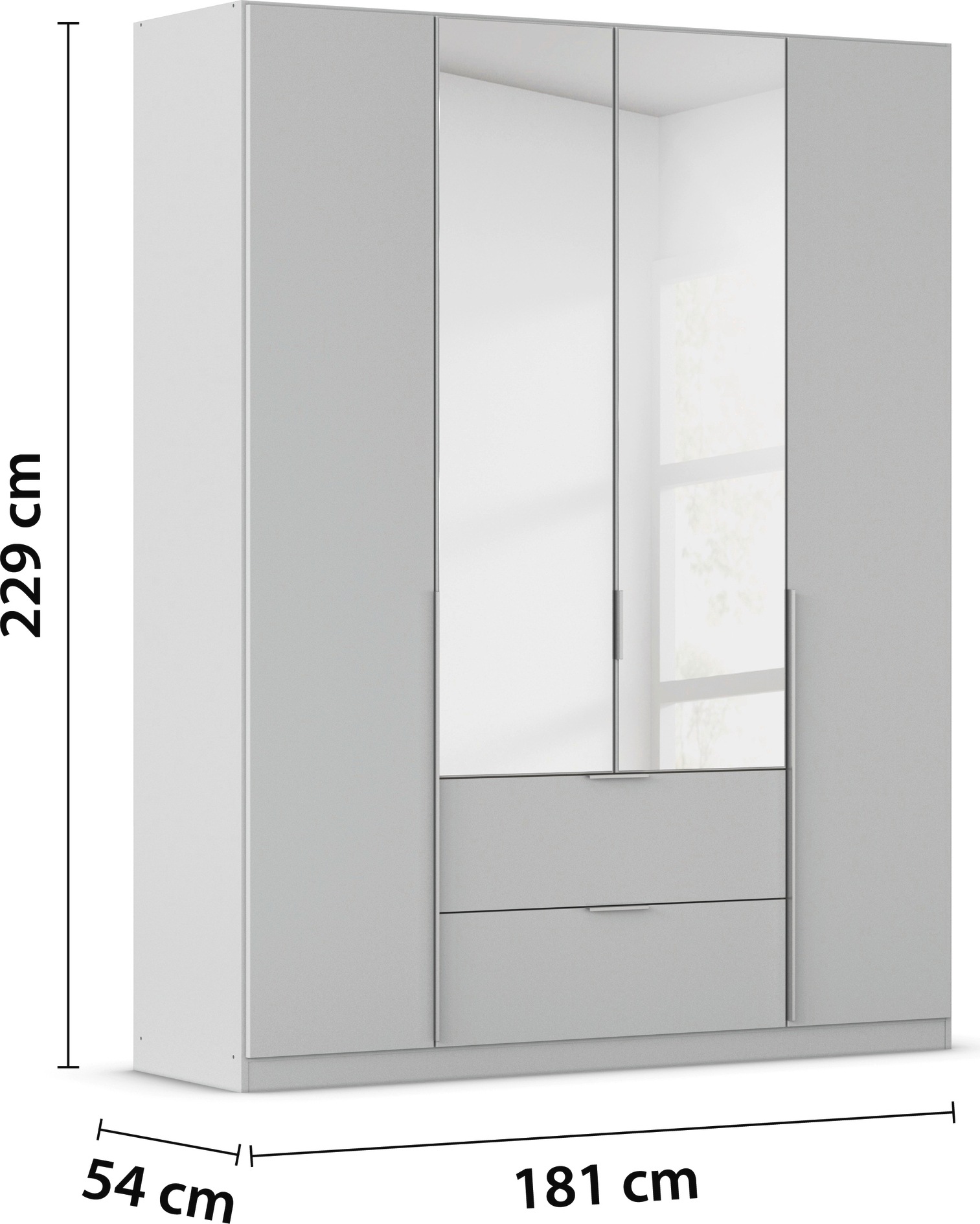 rauch Drehtürenschrank »Kleiderschrank Schrank Garderobe AGORDO mit Dekor- oder Hochglanzfront«, (in zwei Griff-Farben mit Dekor- oder Hochglanzfront), mit Außenschubkästen, in 6 Breiten und 2 Höhen MADE IN GERMANY