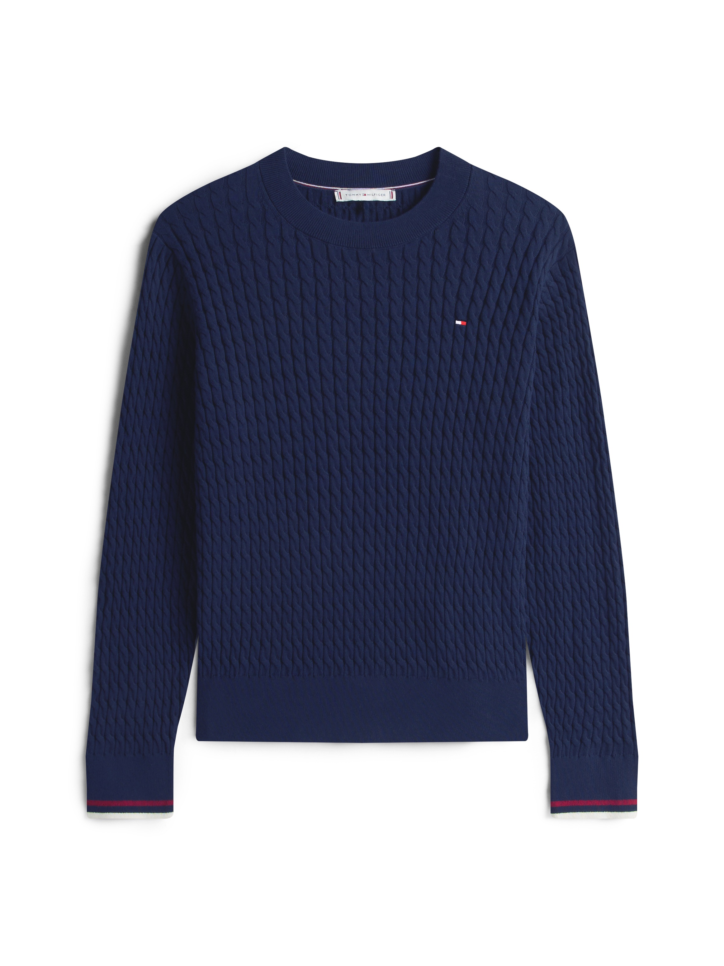 Thumbnail - Tommy Hilfiger Rundhalspullover "CO CABLE C-NK LS SWEATER" Baumwolle, mit Zopfmuster